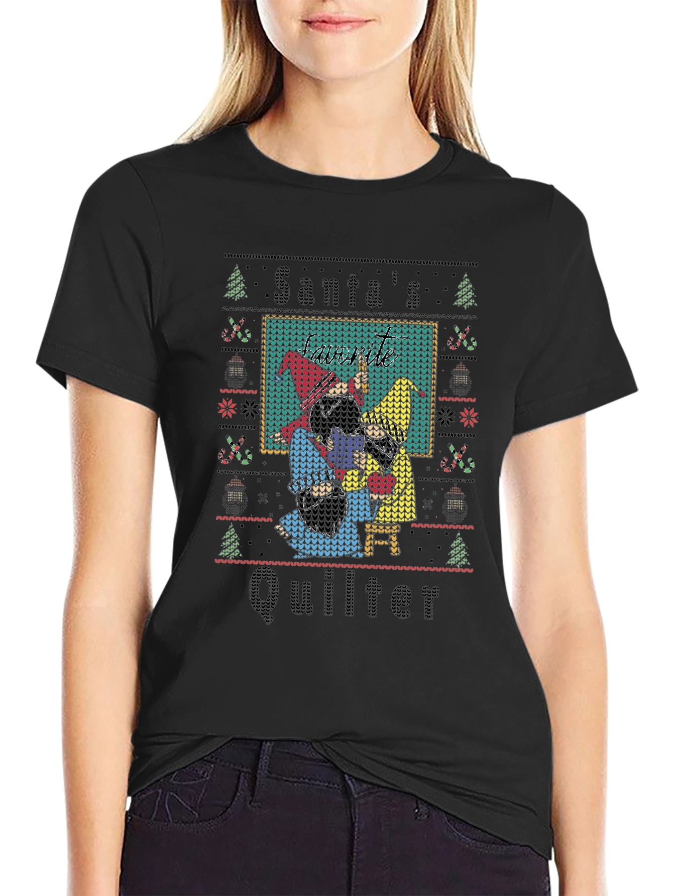 Santas Quilter Ugly Christmas T-Shirt