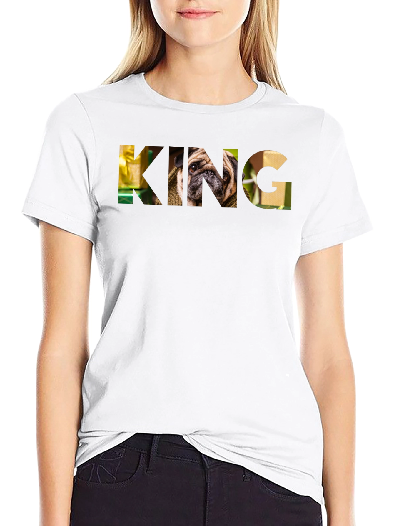 Pug King Graphic T-Shirt - Mens Black Tee
