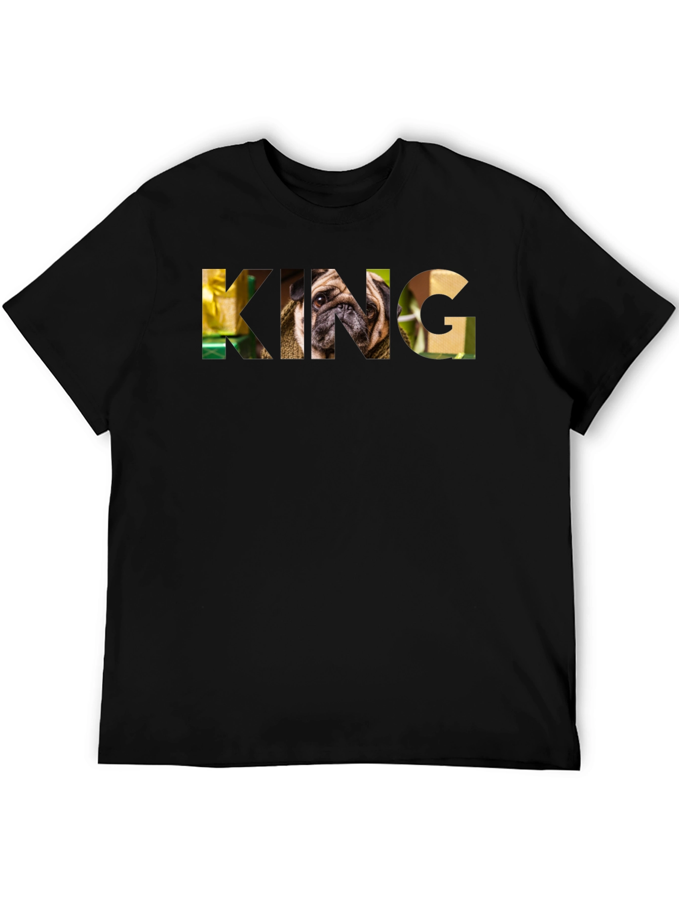 Pug King Graphic T-Shirt - Mens Black Tee