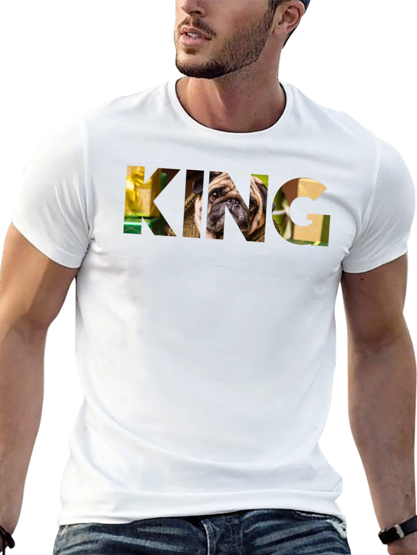 Pug King Graphic T-Shirt - Mens Black Tee