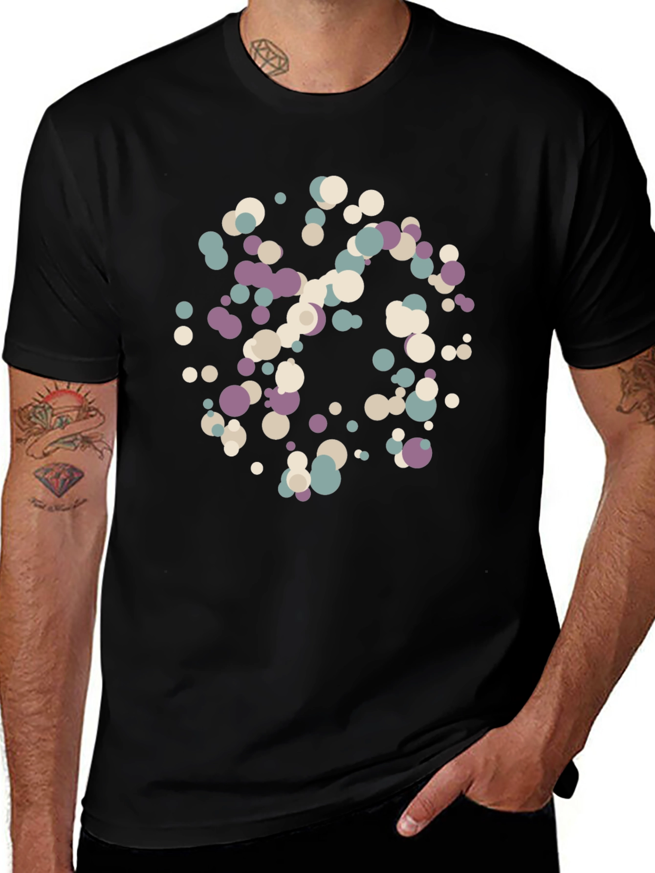 Abstract Dot Pattern Black T-Shirt