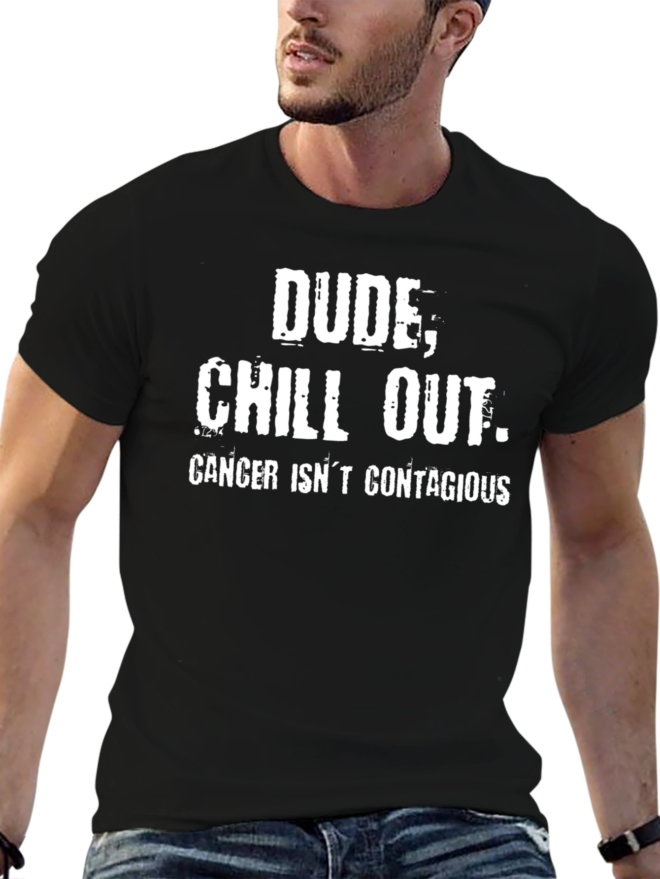 Dude Chill Out Black Cotton Graphic T-Shirt