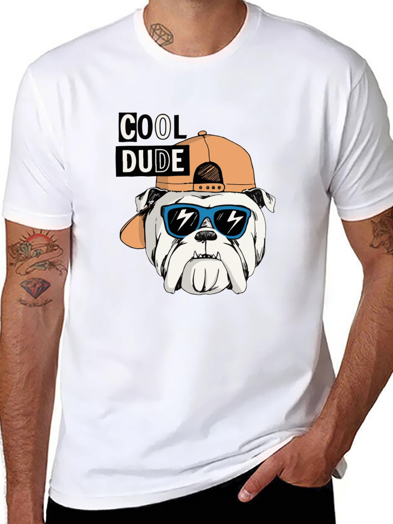 Cool Dude Bulldog Graphic Tee - Black Cotton T-Shirt