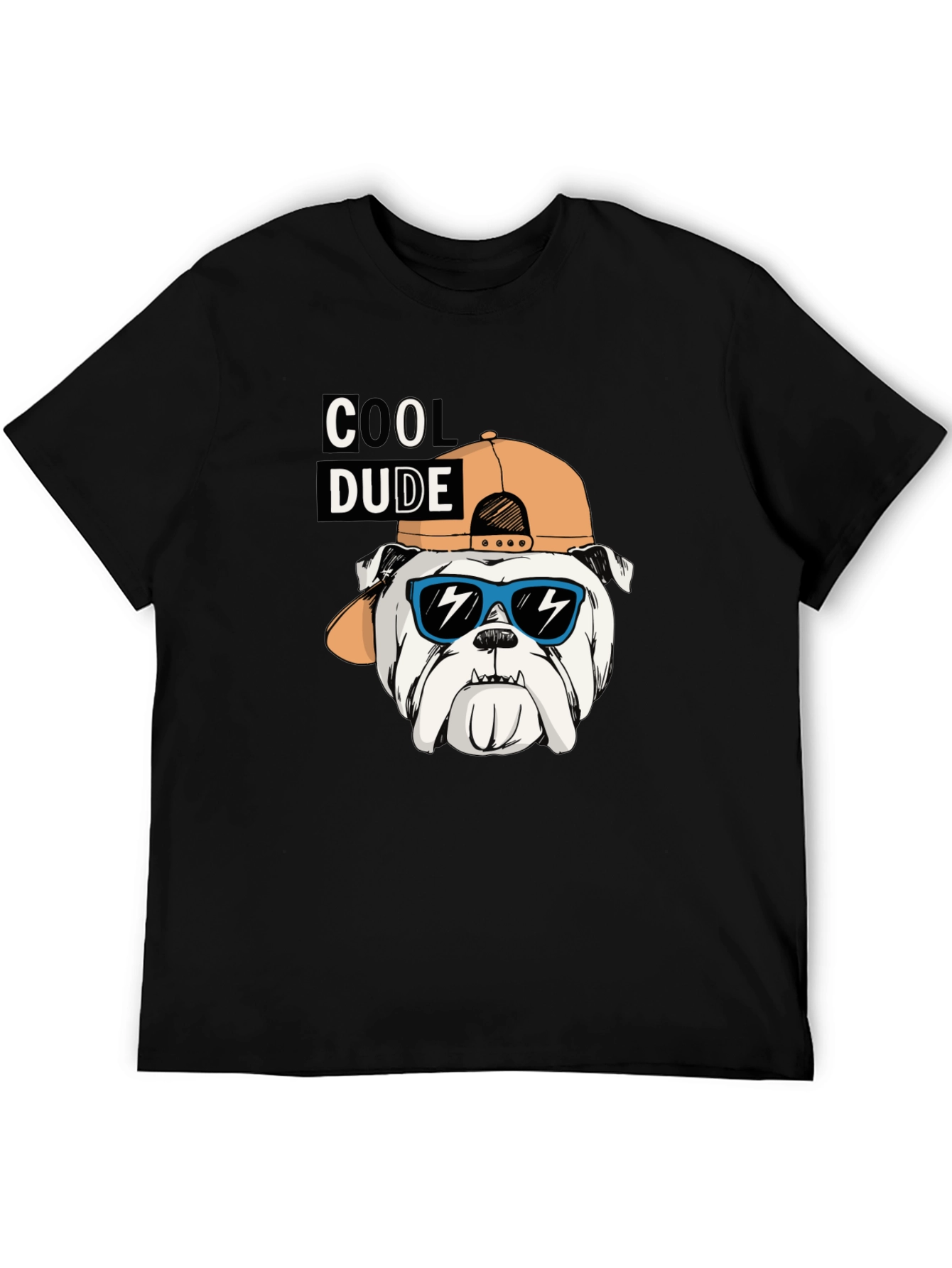 Cool Dude Bulldog Graphic Tee - Black Cotton T-Shirt