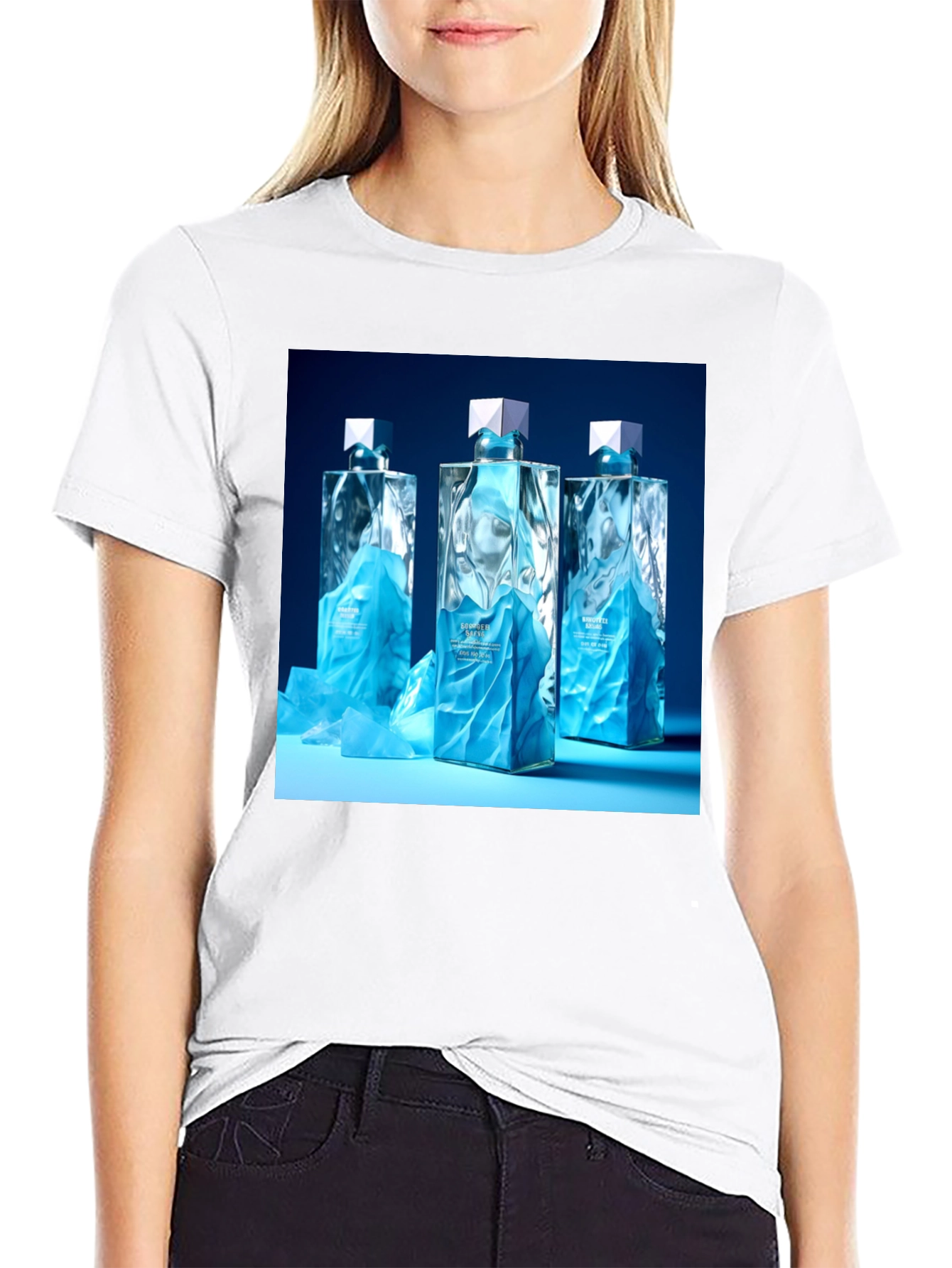 Modern Graphic Tee with Designer Perfume Bottles