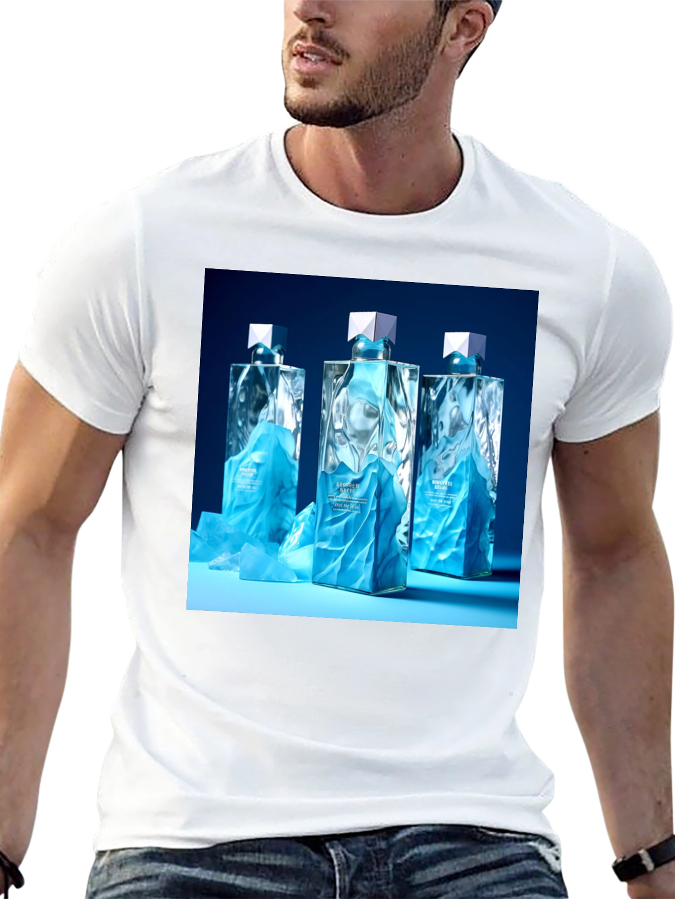Modern Graphic Tee with Designer Perfume Bottles