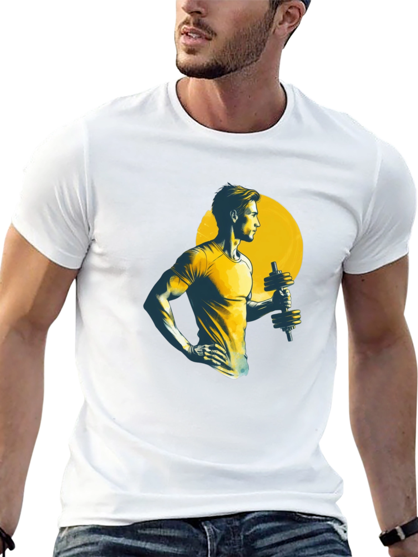 Mens Black Graphic Tee - Gym Workout Design