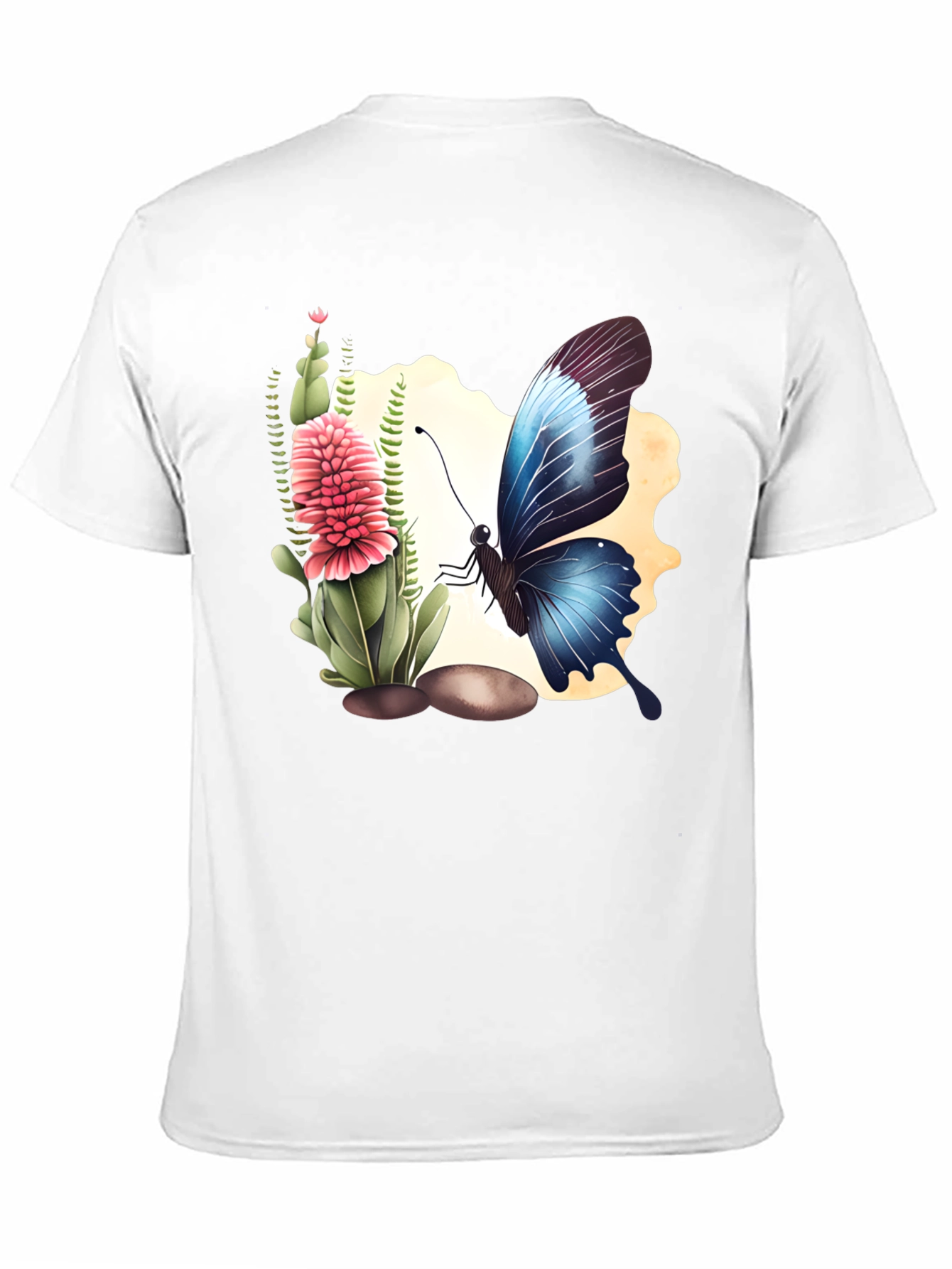 Butterfly & Flower Graphic Black T-Shirt