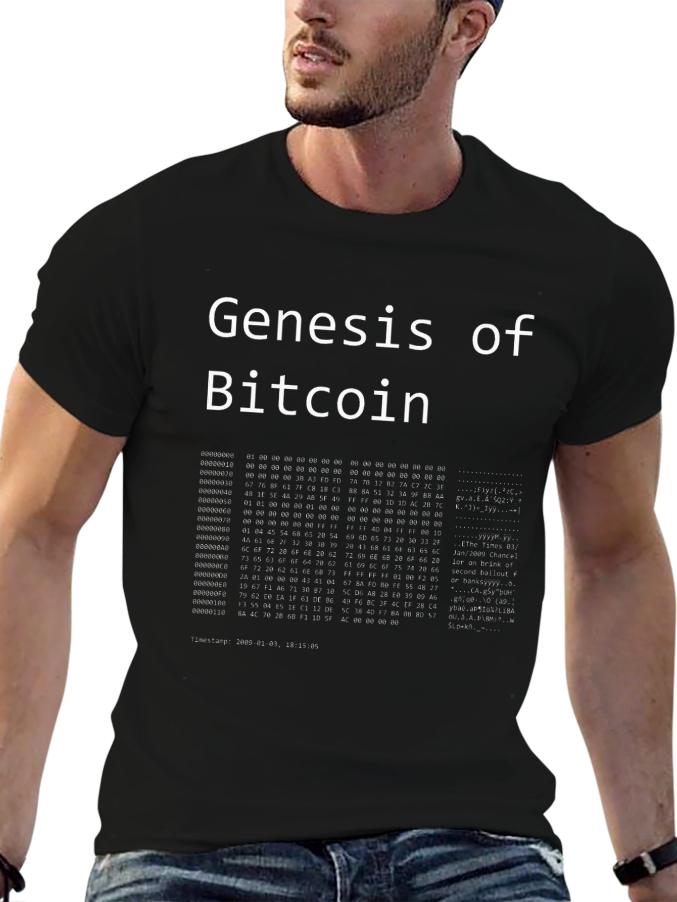 Genesis of Bitcoin Black T-Shirt Crypto
