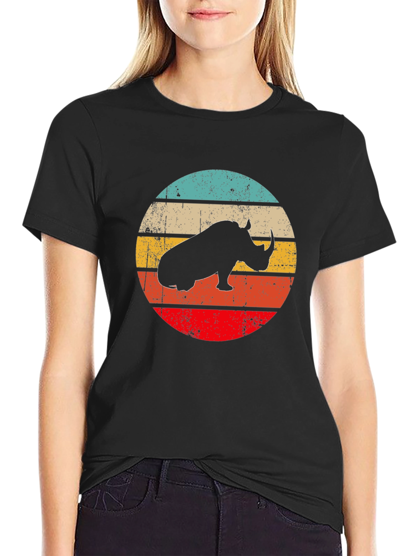 Retro Rhino Graphic T-Shirt