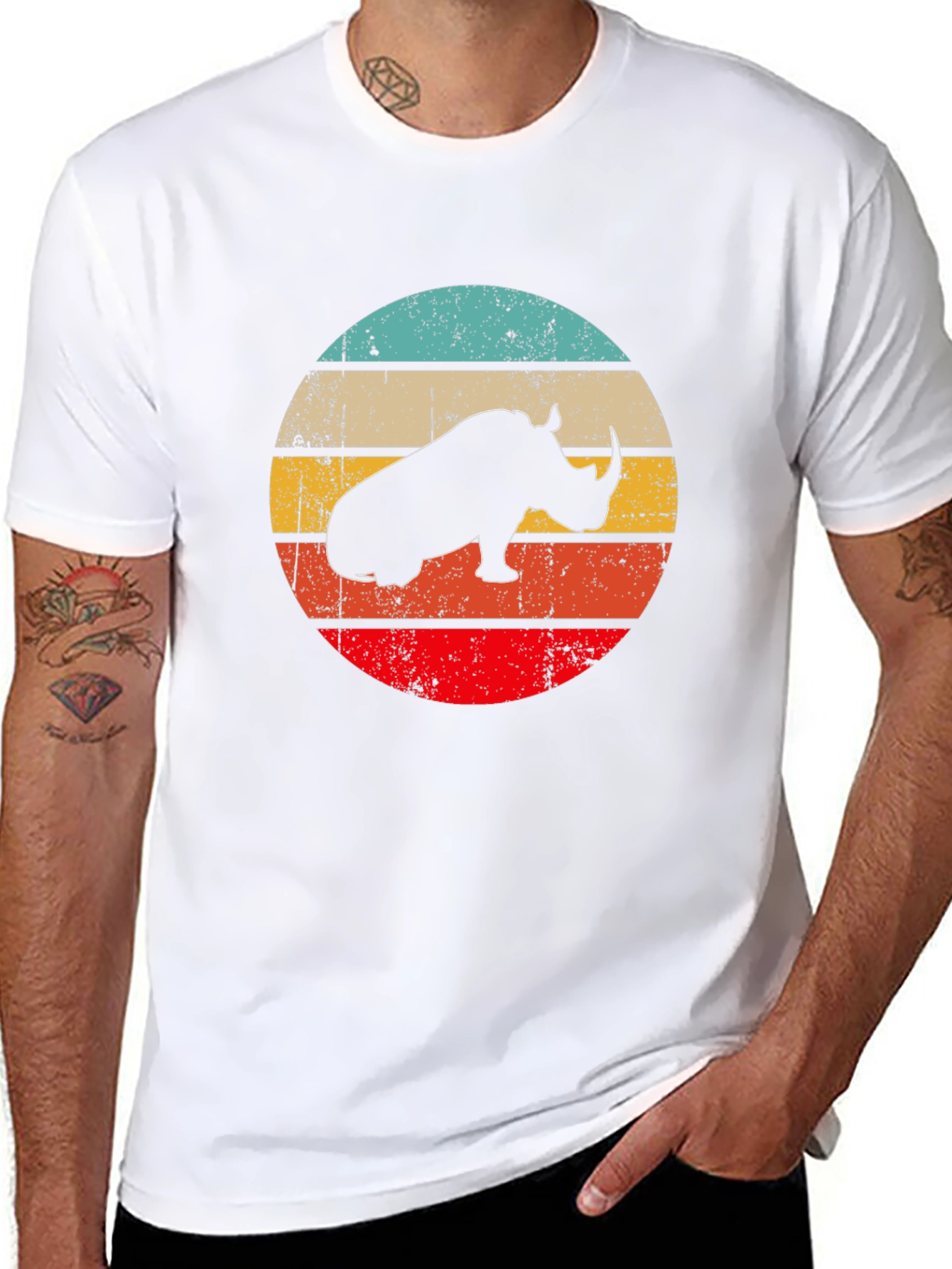 Retro Rhino Graphic T-Shirt