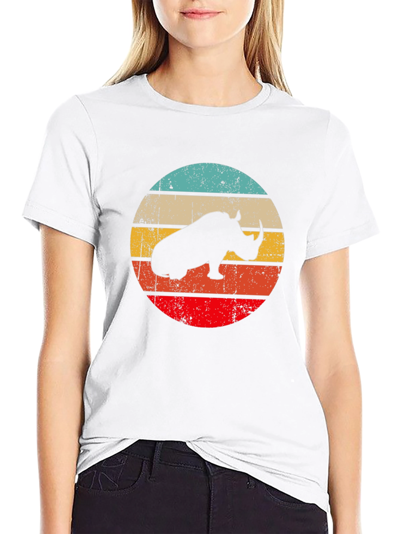 Retro Rhino Graphic T-Shirt