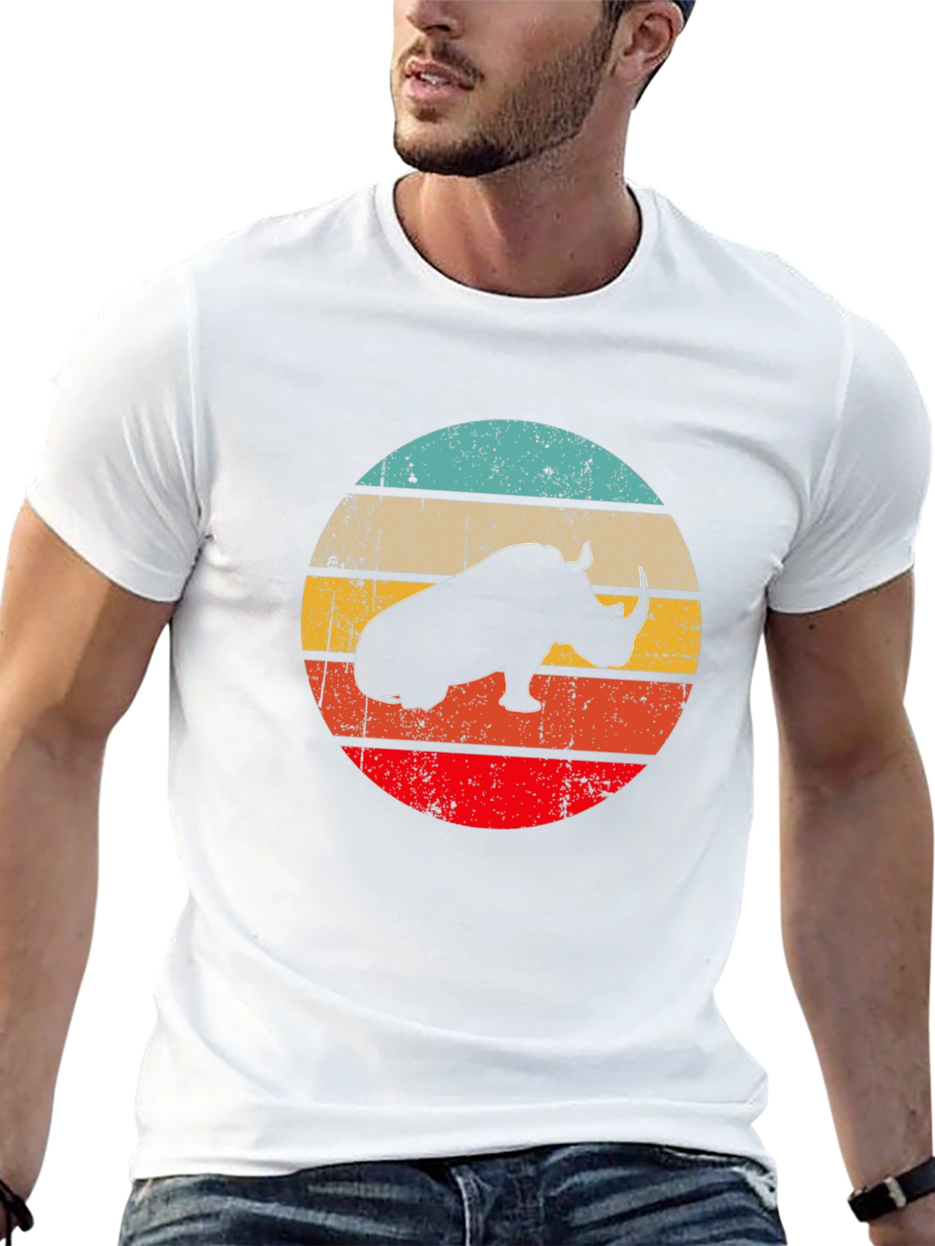 Retro Rhino Graphic T-Shirt