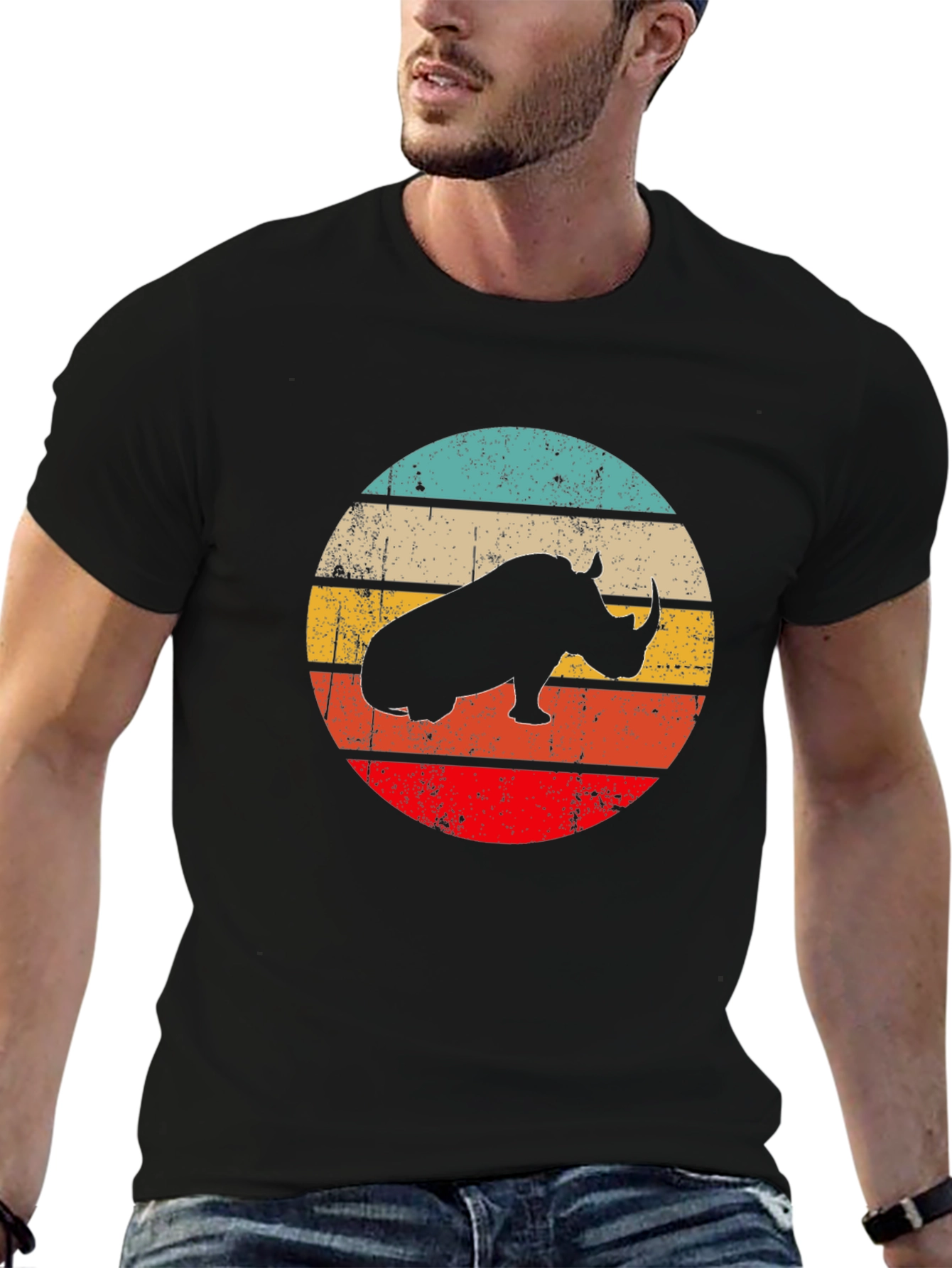 Retro Rhino Graphic T-Shirt