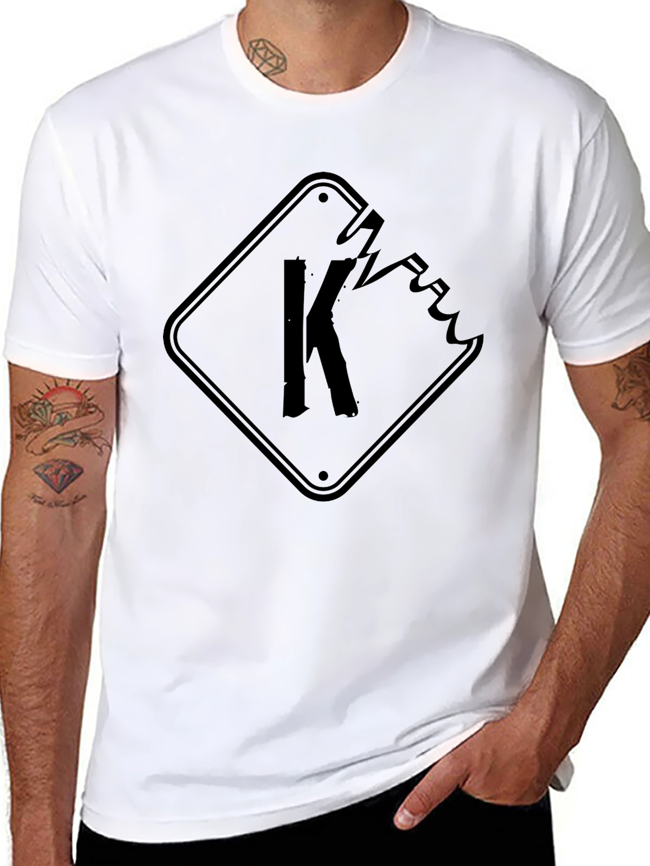 Distressed K Symbol Graphic Tee - Cool Black Shirt