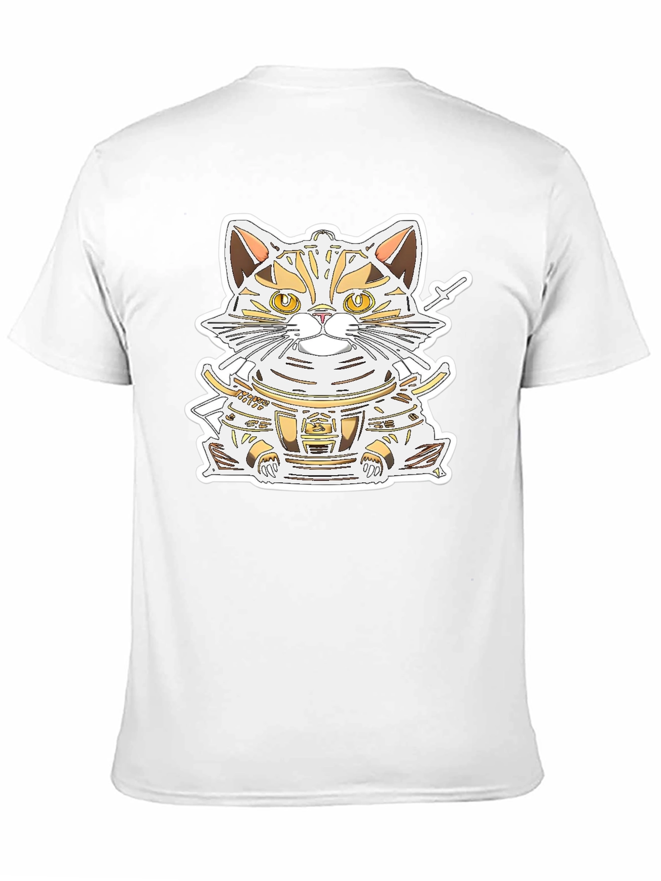 Samurai Cat Graphic Tee - Black Cotton Shirt
