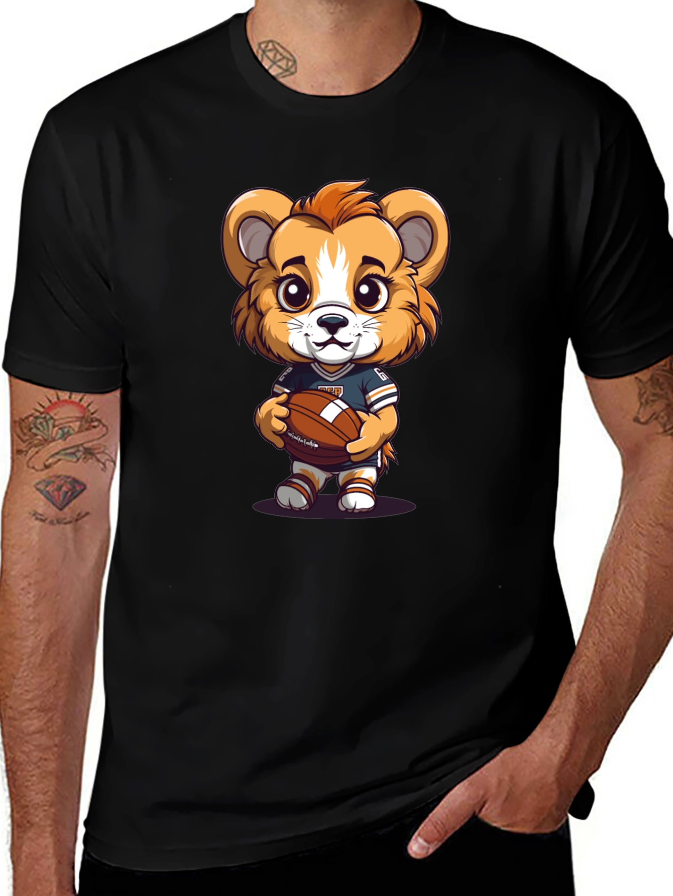 Cute Cartoon Lion Football T-Shirt