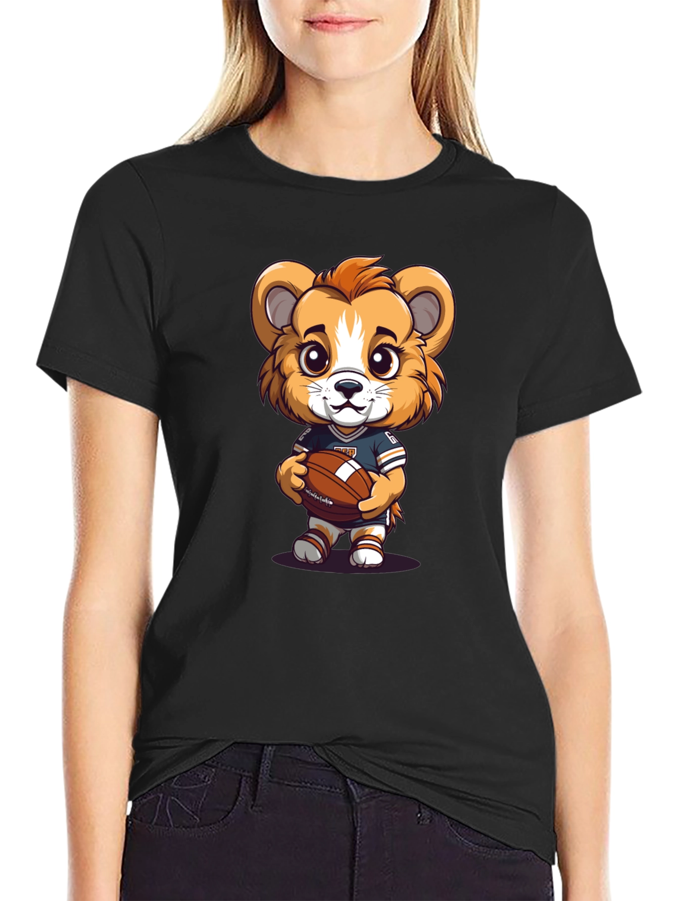 Cute Cartoon Lion Football T-Shirt