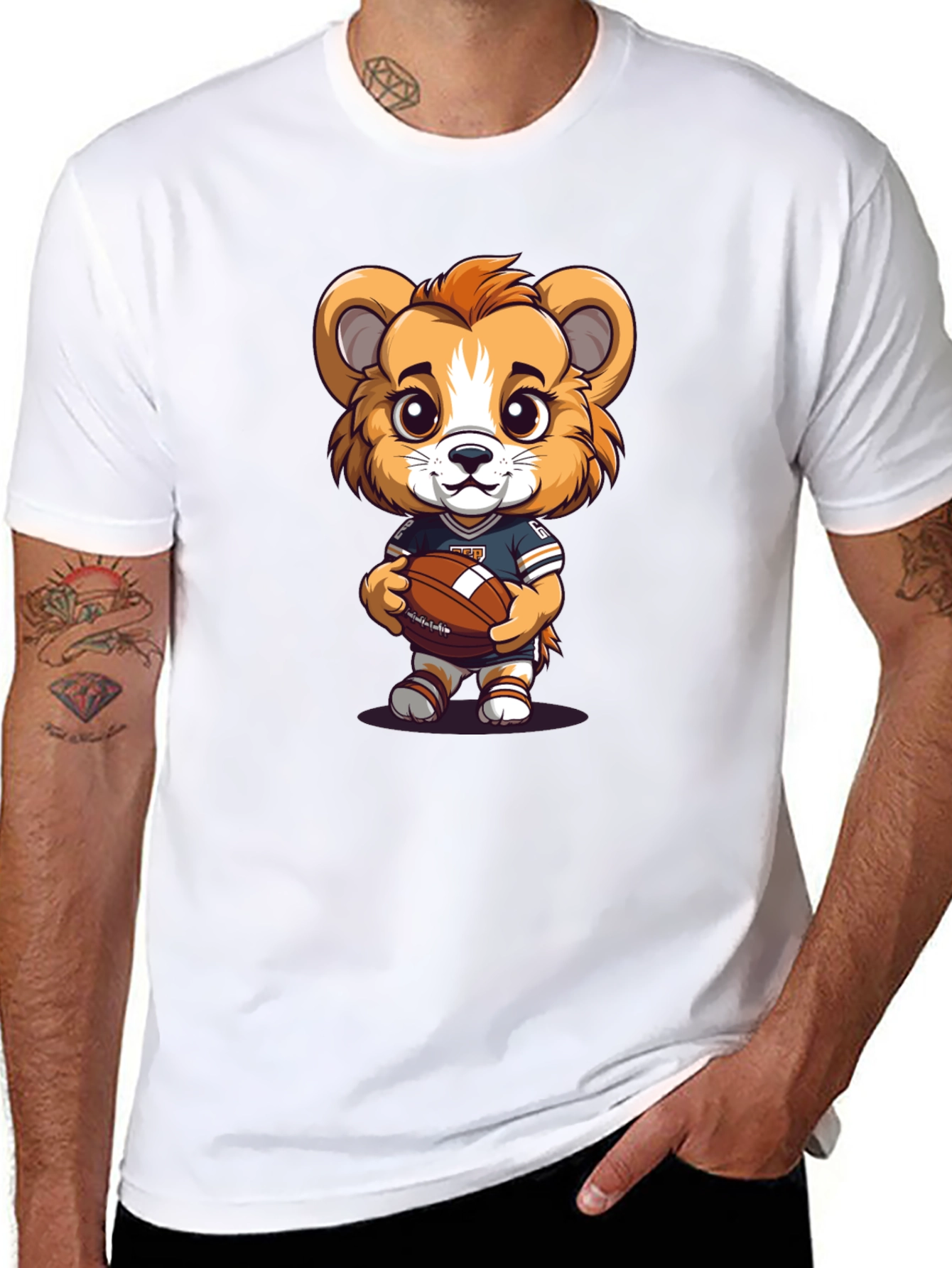Cute Cartoon Lion Football T-Shirt