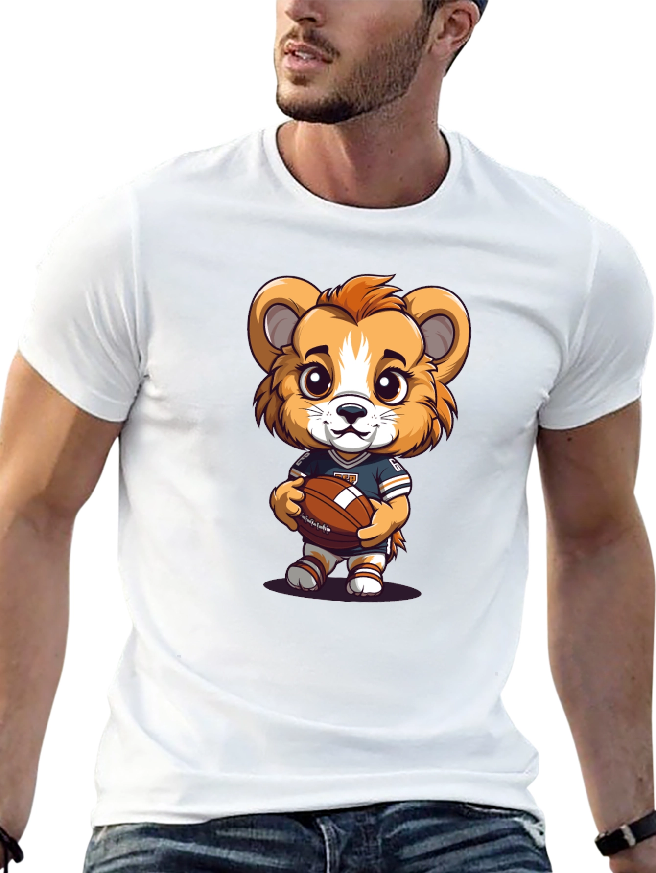 Cute Cartoon Lion Football T-Shirt