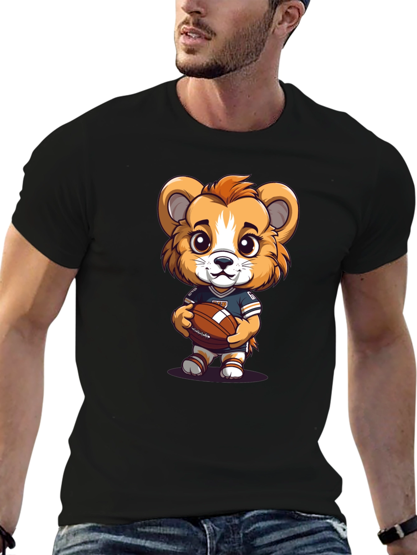 Cute Cartoon Lion Football T-Shirt