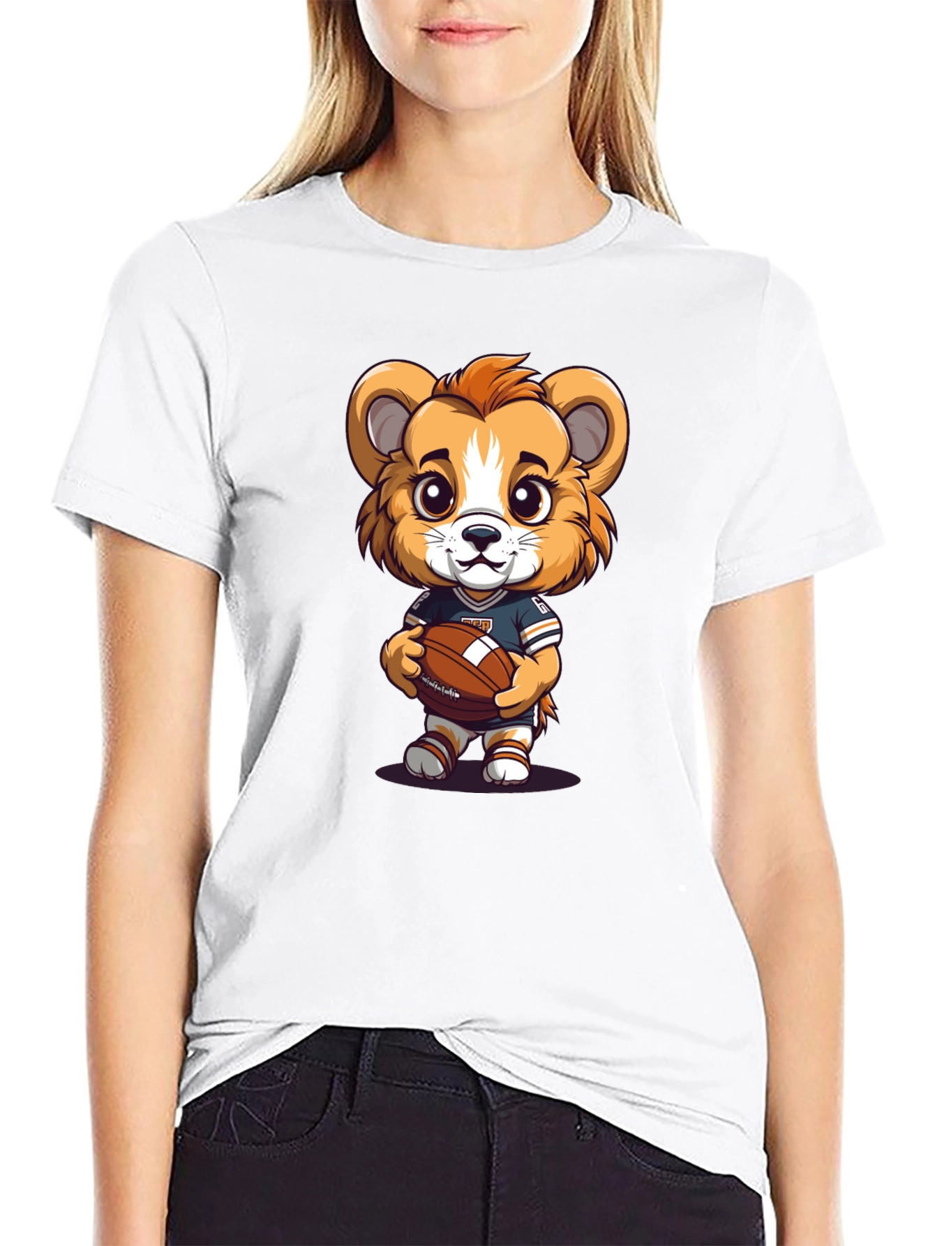 Cute Cartoon Lion Football T-Shirt