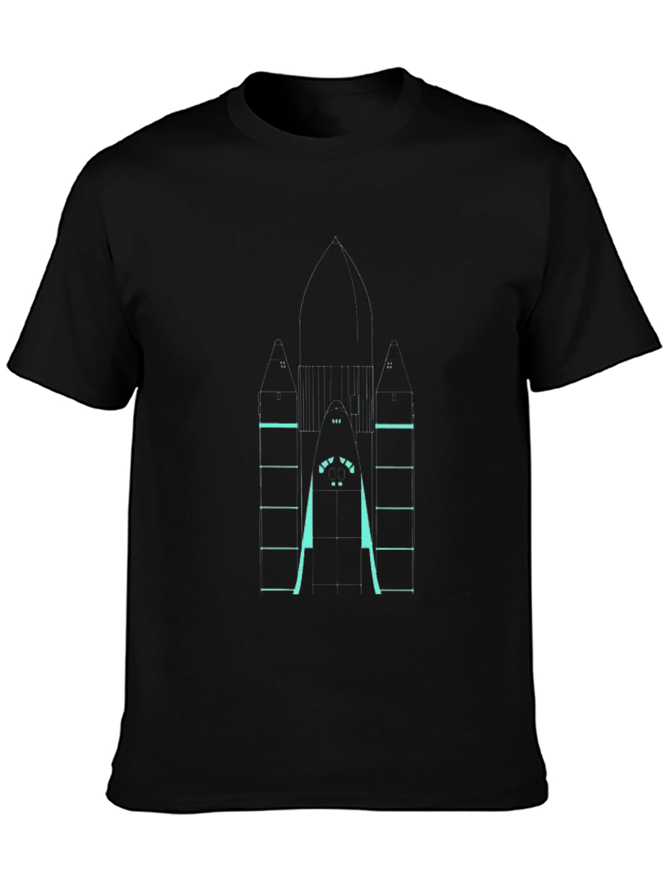Rocket Blueprint T-Shirt - Sci-Fi Style Tee
