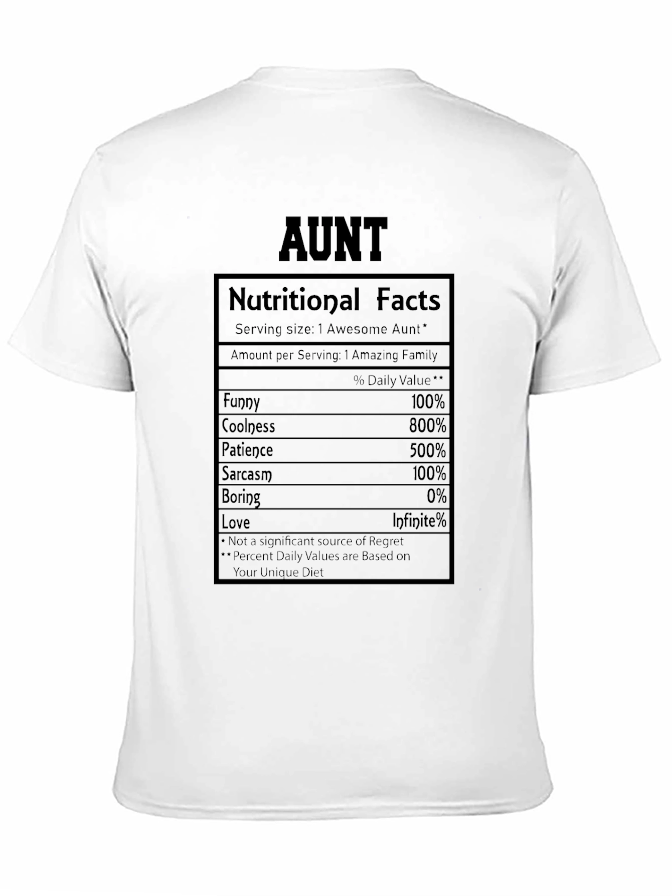 Awesome Aunt Nutritional Facts Graphic Tee