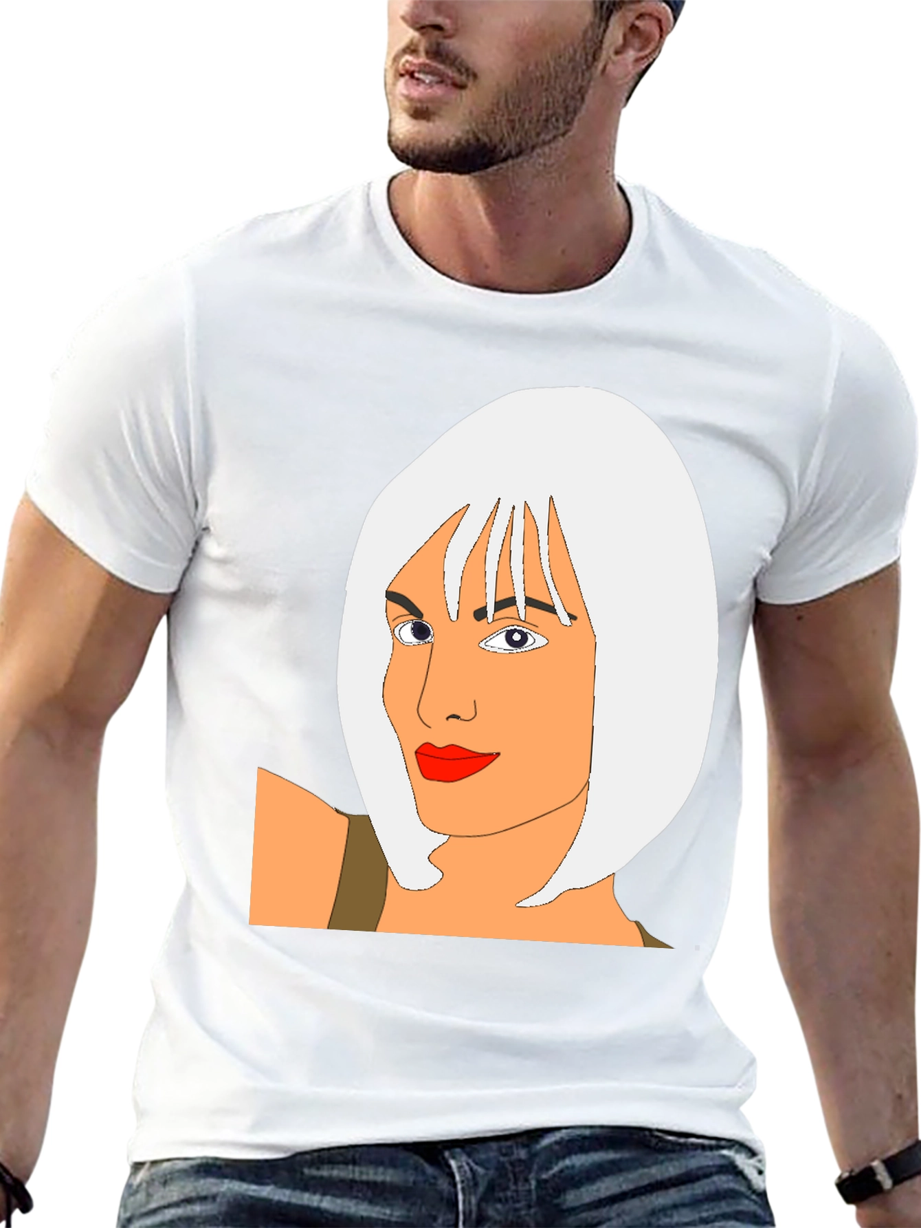 Cool Graphic T-Shirt - Cartoon Woman Portrait