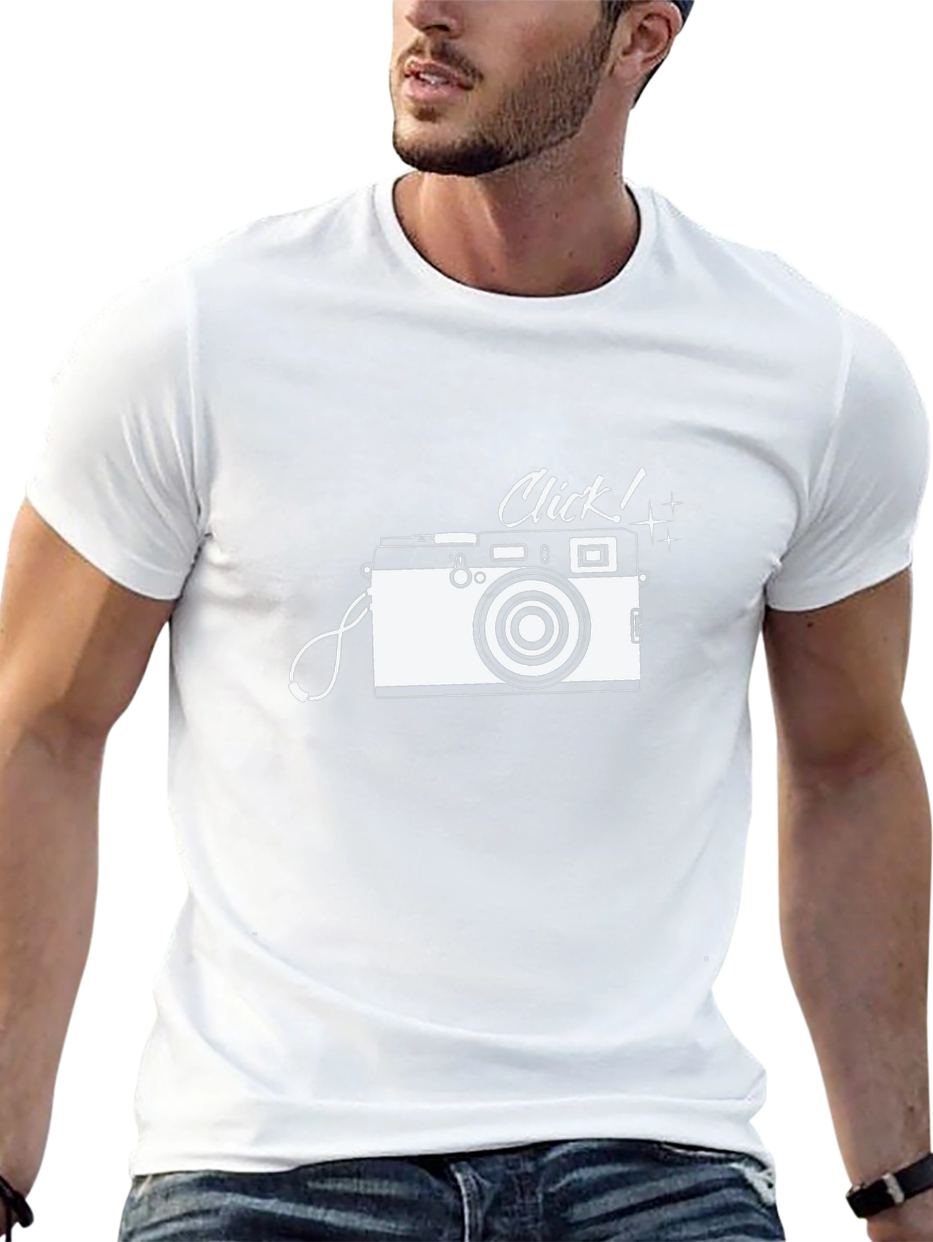 Retro Camera Click Graphic Tee - Black