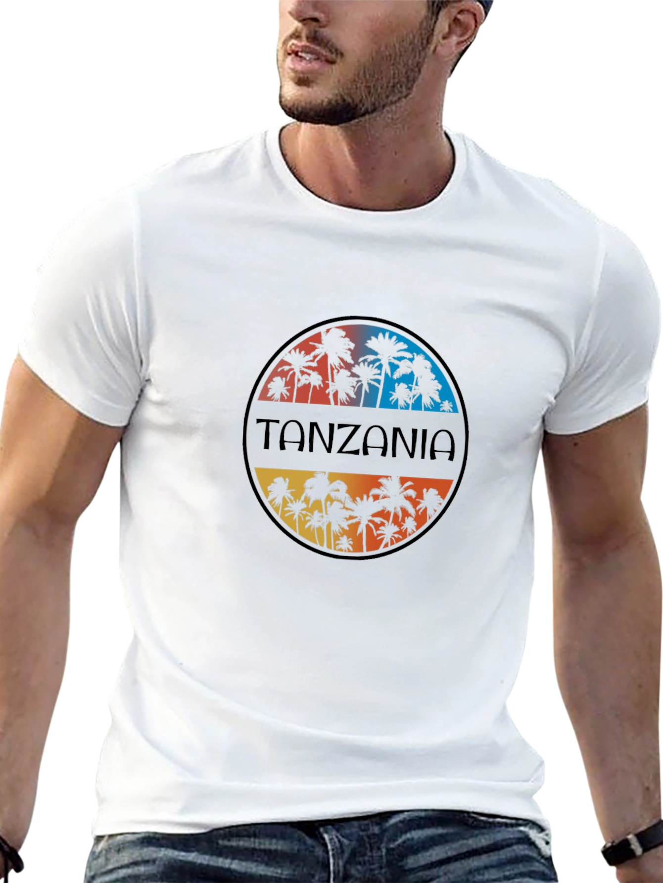 Tanzania Palm Tree Graphic Tee - Tropical Vacation Shirt