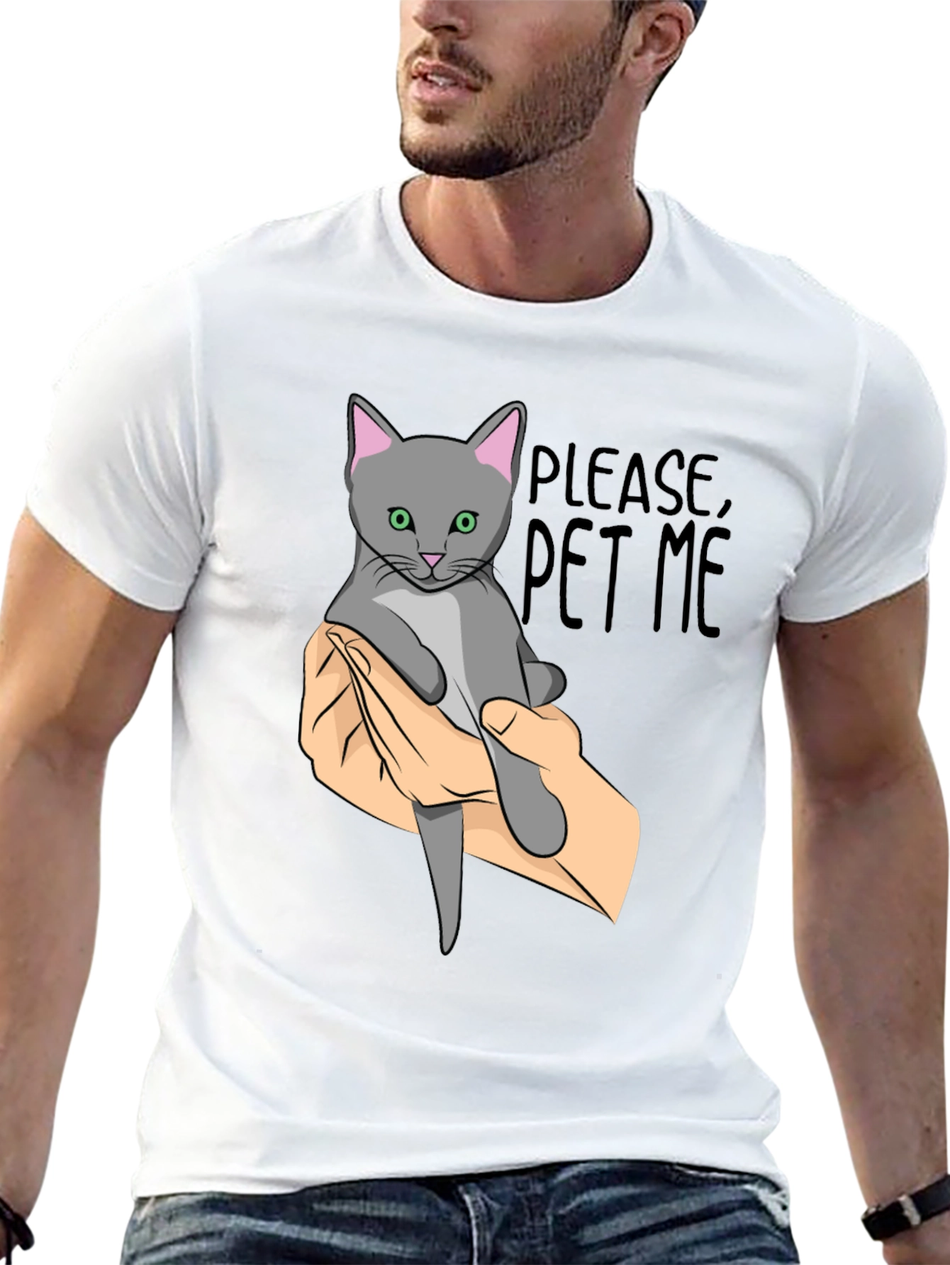 Please Pet Me Cat Graphic T-Shirt