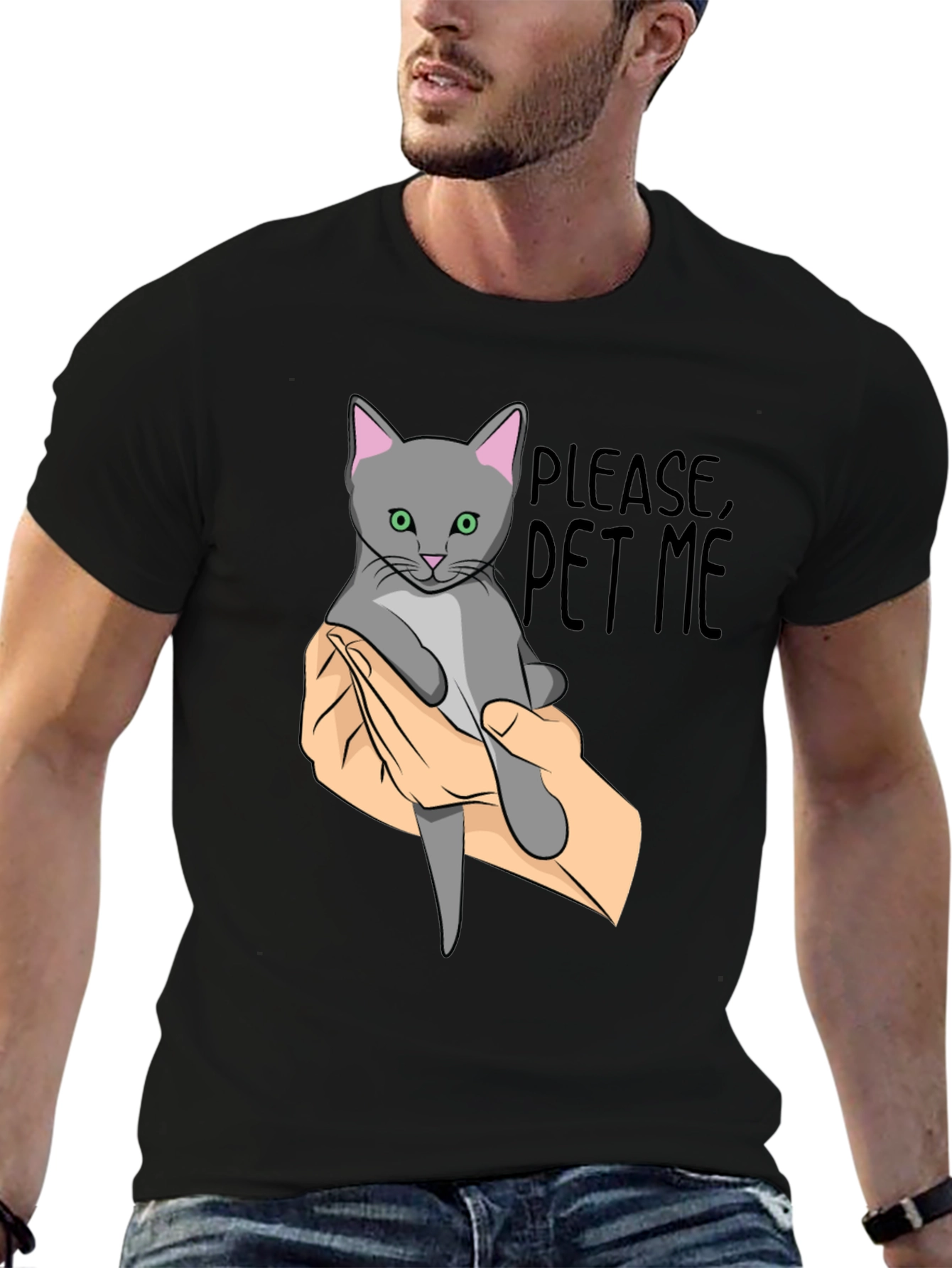 Please Pet Me Cat Graphic T-Shirt