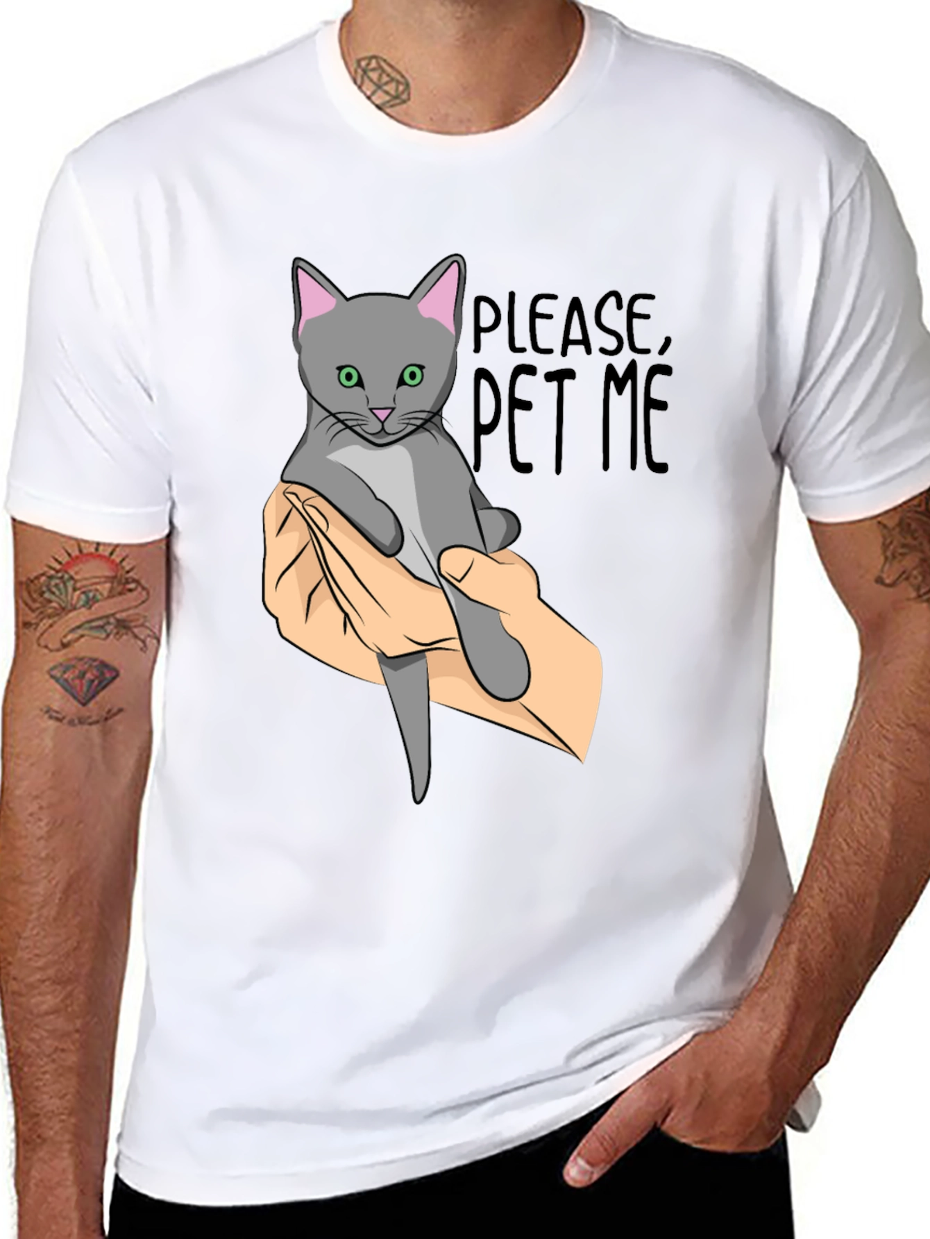 Please Pet Me Cat Graphic T-Shirt