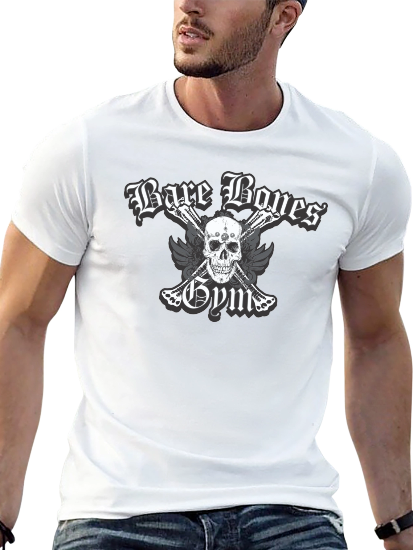 Bare Bones Gym Skull Graphic T-Shirt