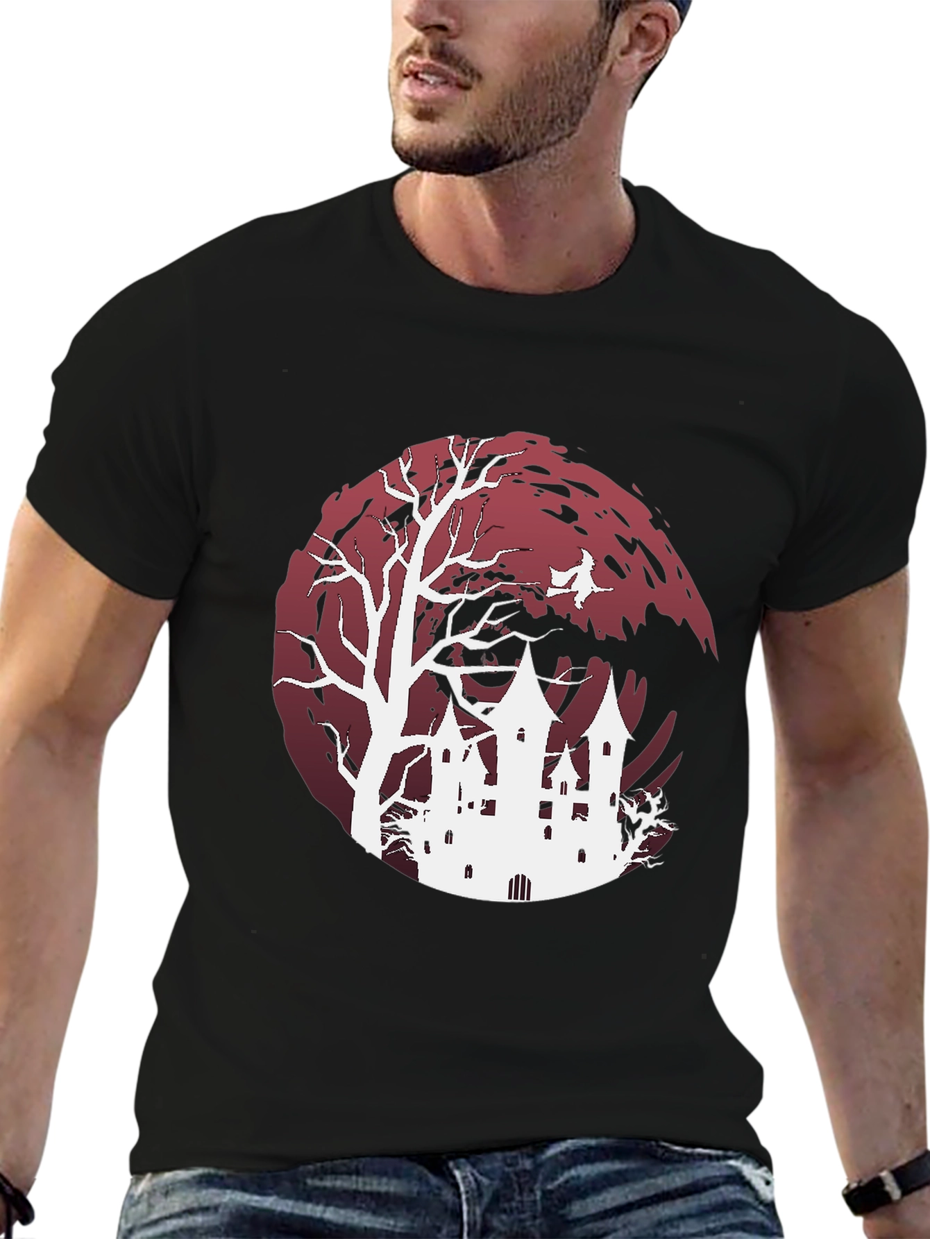 Halloween Castle Graphic Tee - Spooky Season Apparel
