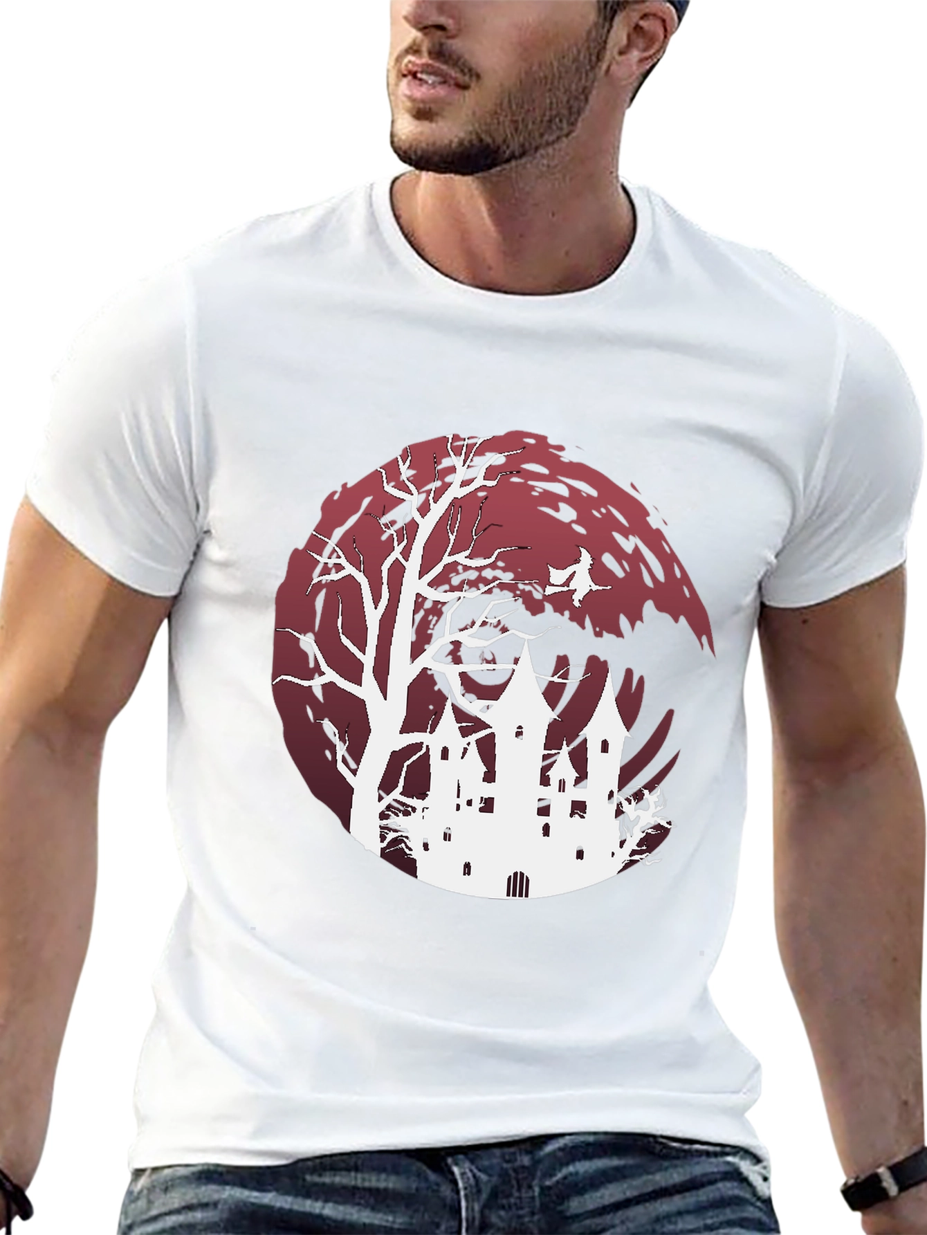 Halloween Castle Graphic Tee - Spooky Season Apparel