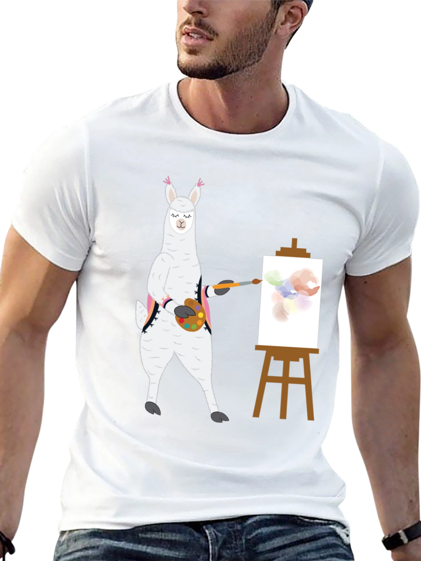 Llama Artist T-Shirt - Painter Alpaca Tee