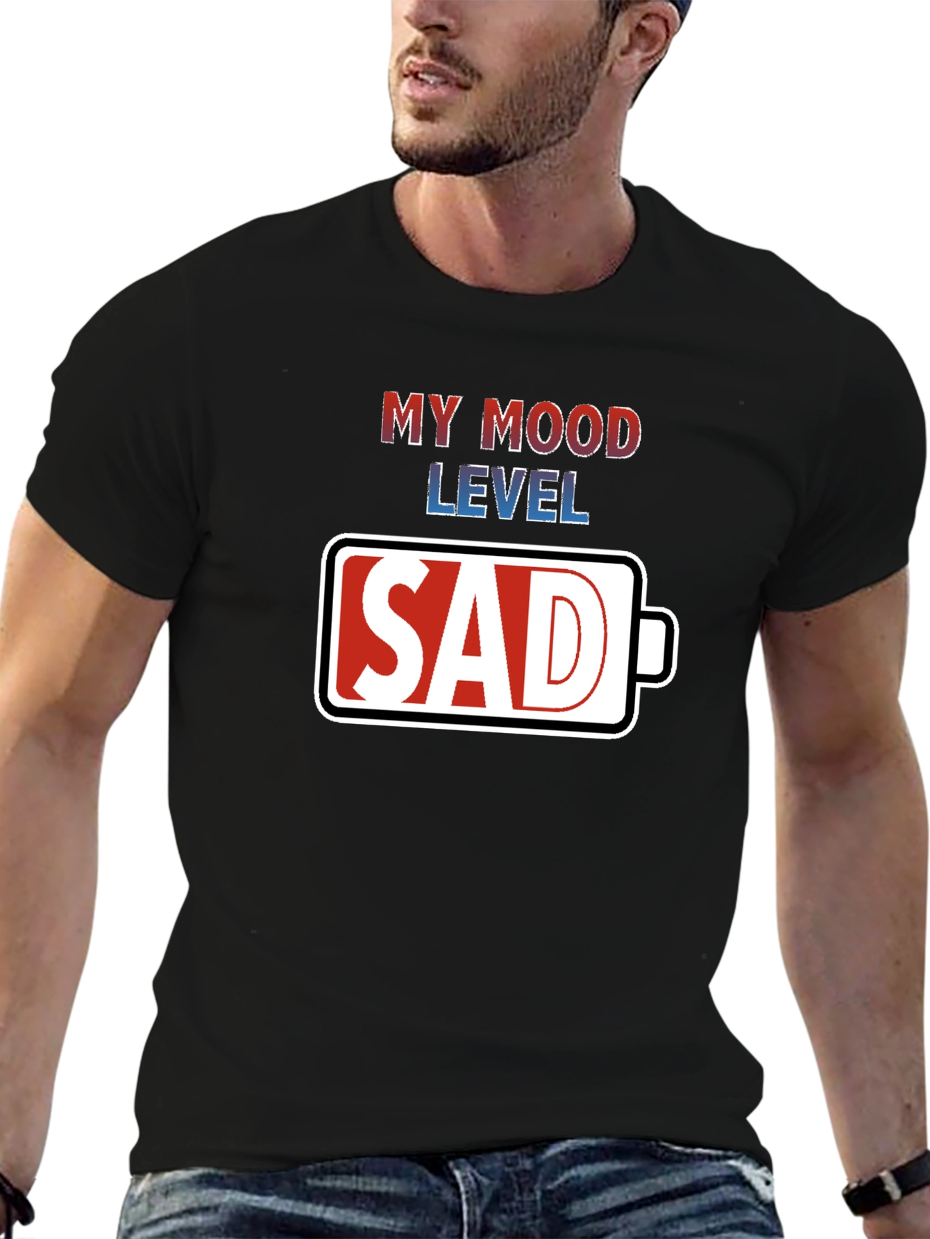 My Mood Level Sad T-Shirt - Novelty Graphic Tee