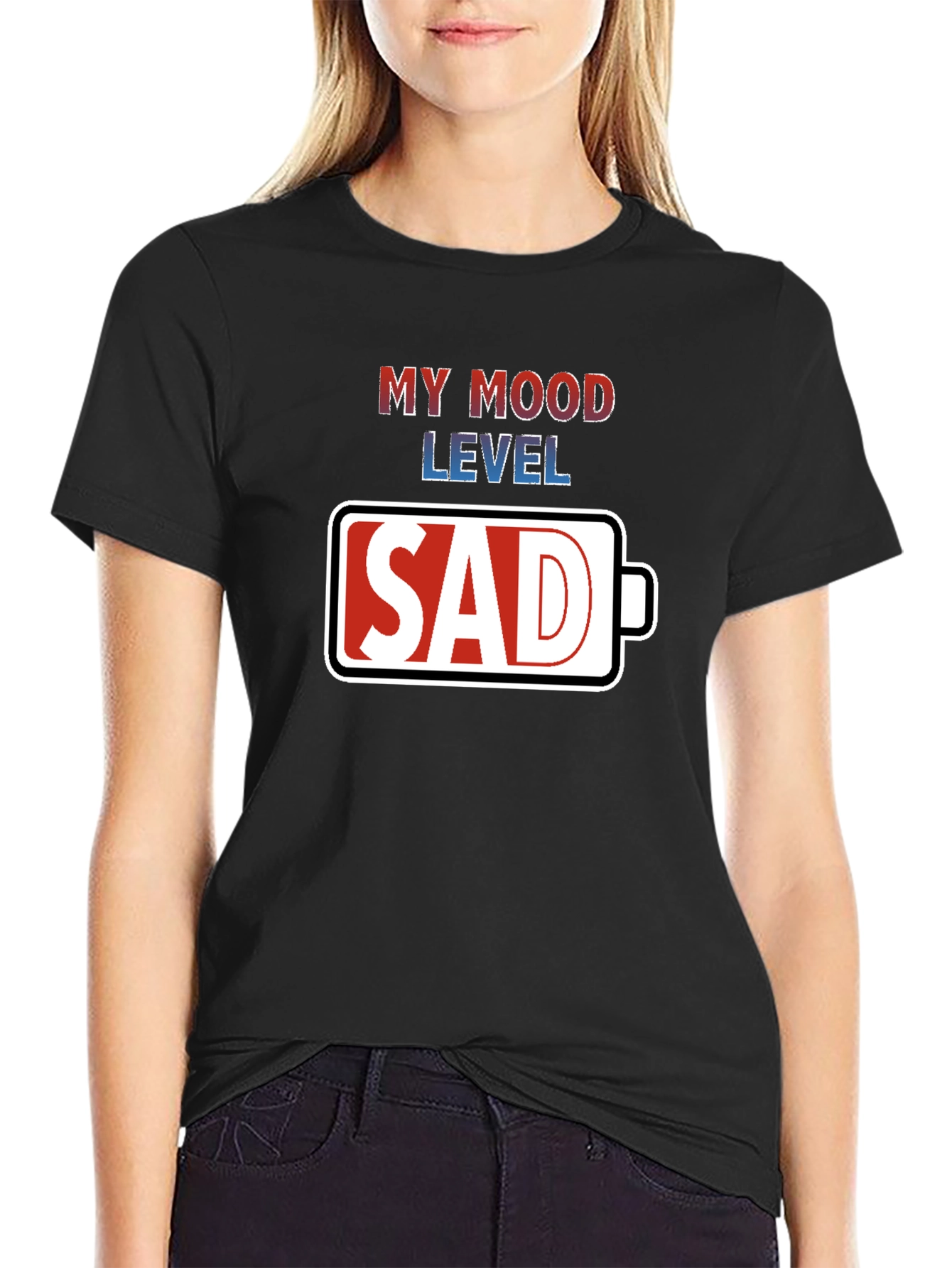 My Mood Level Sad T-Shirt - Novelty Graphic Tee