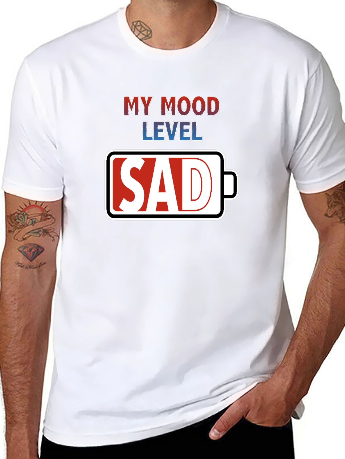 My Mood Level Sad T-Shirt - Novelty Graphic Tee