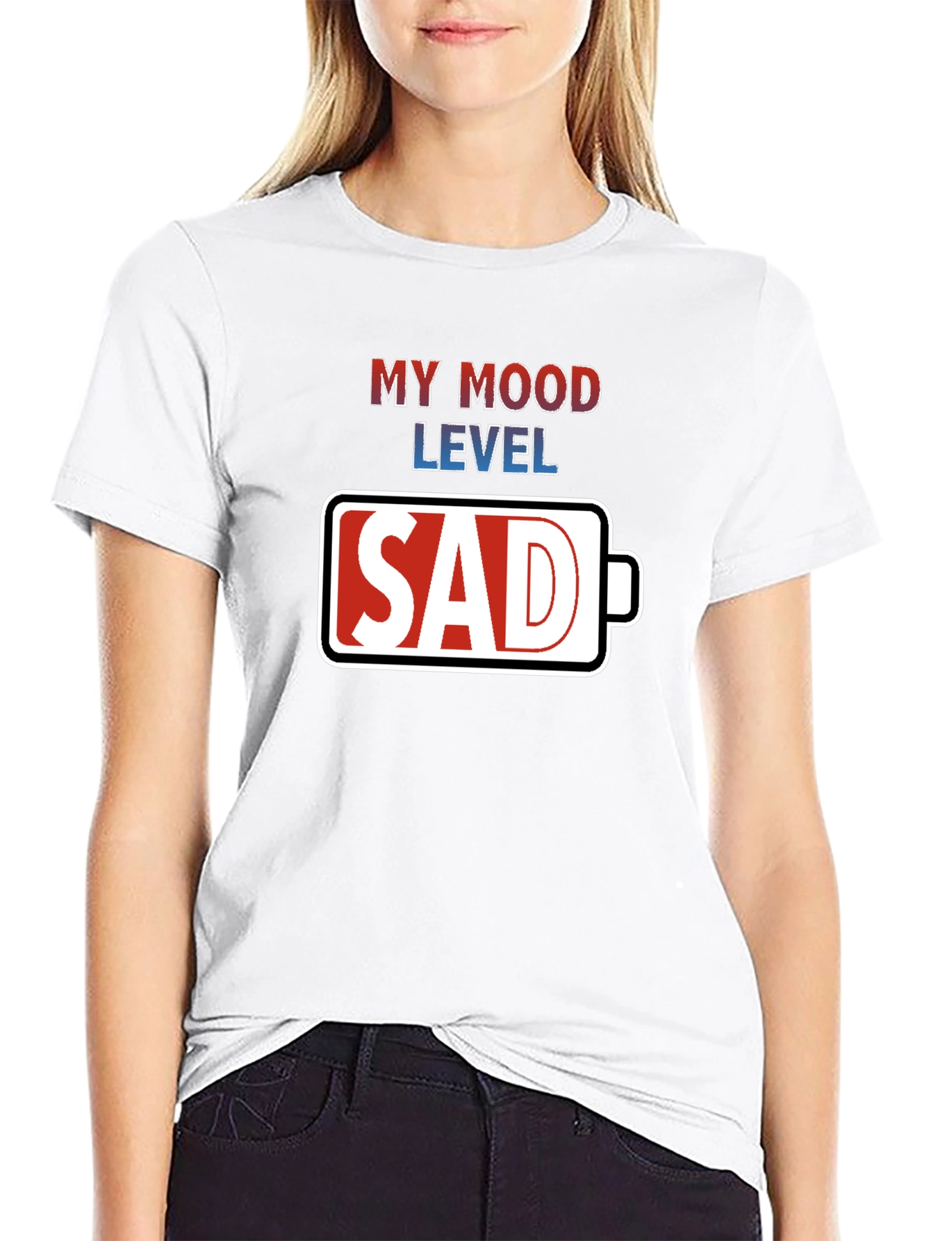 My Mood Level Sad T-Shirt - Novelty Graphic Tee