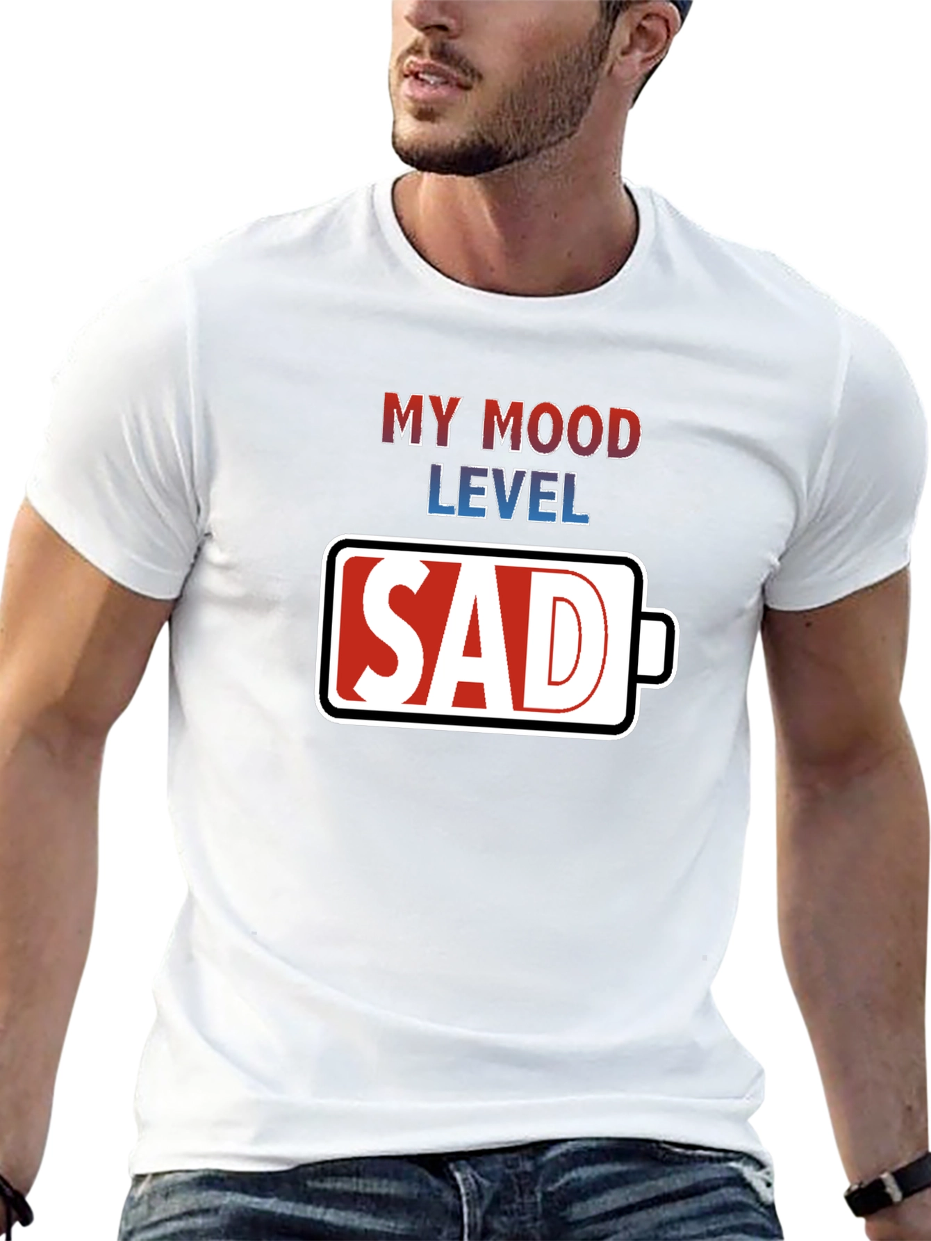 My Mood Level Sad T-Shirt - Novelty Graphic Tee