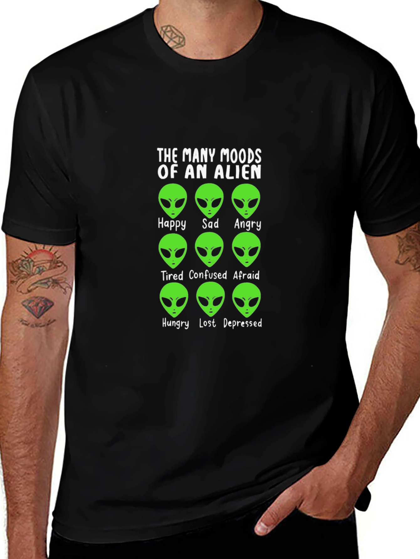 Alien Moods Graphic Tee - Funny Space T-Shirt