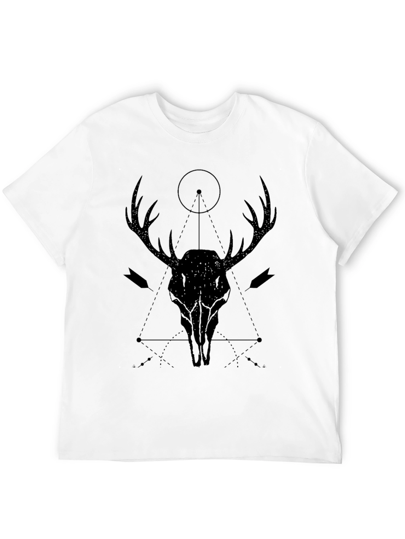 Geometric Deer Skull Graphic T-Shirt