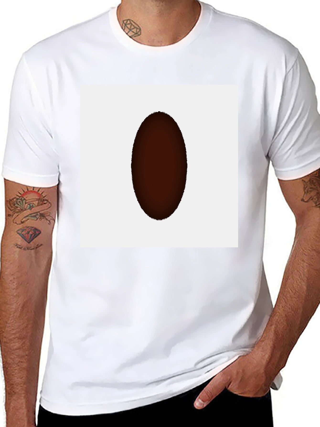 Mens Black T-Shirt with Abstract Oval Graphic