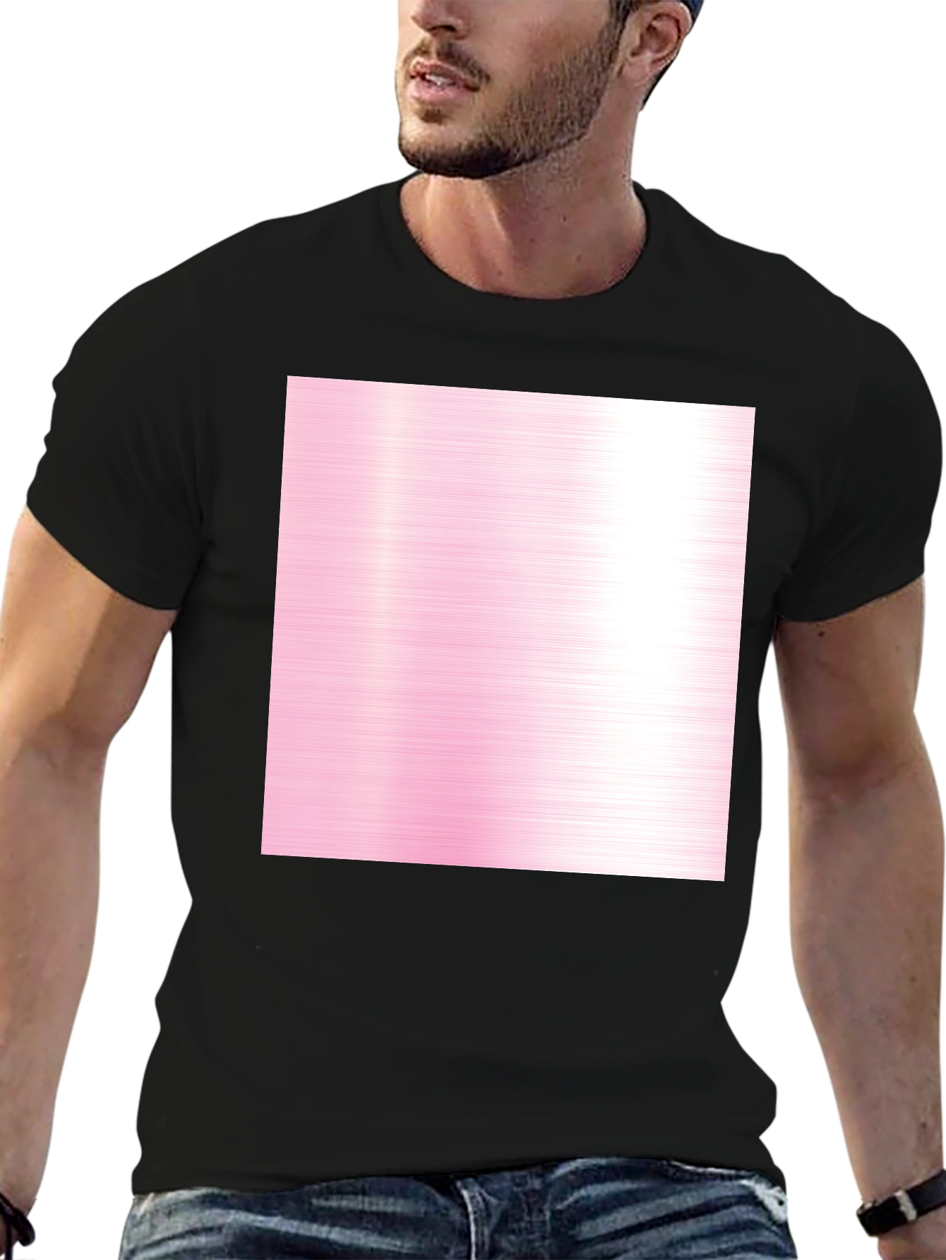 Black Tee with Pink Abstract Design