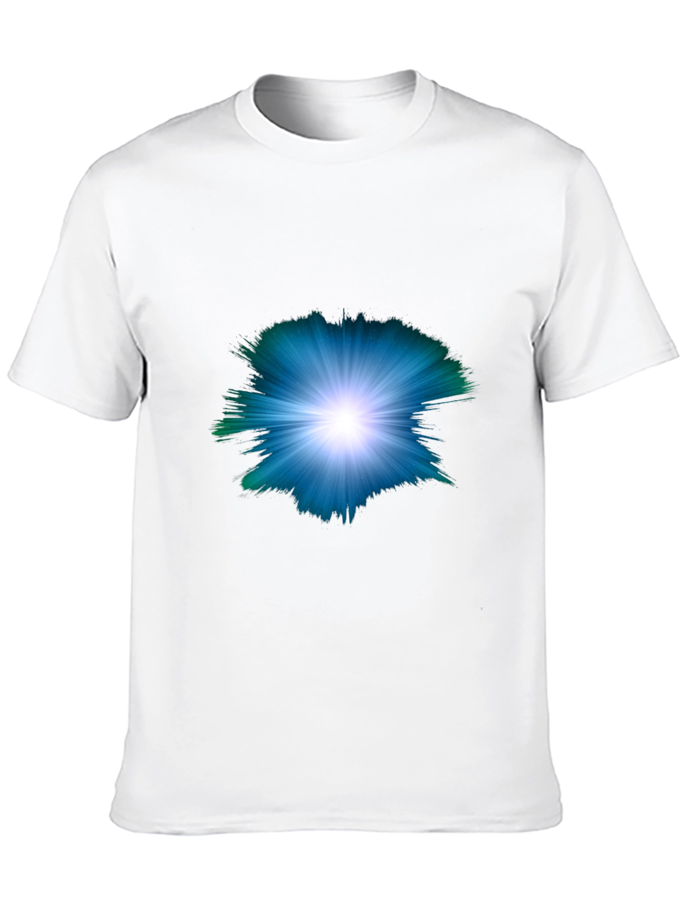 Mens Black T-shirt with Abstract Light Burst Design