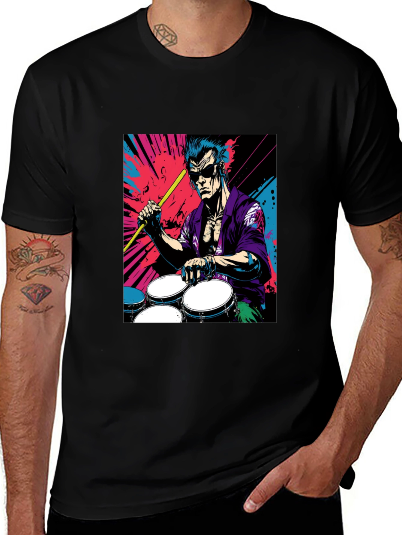 Drummer Graphic Tee - Rock and Roll Style