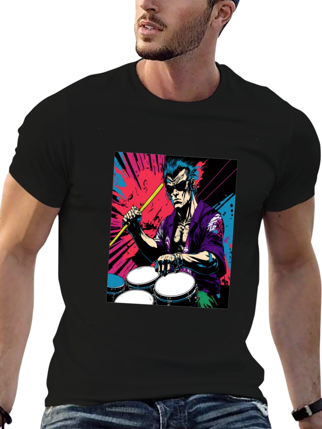 Drummer Graphic Tee - Rock and Roll Style